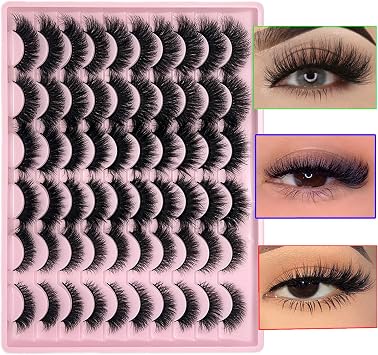 Mink Lashes Fluffy 6D Volume False Eyelashes Mink C Curl 20 mm Long Faux Mink Strip Eyelashes Natural Eye Lashes Pack 30 Pairs