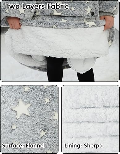 Miniatura 5 de NOUKOW Manta con capucha de sherpa de gran tamaño, sudadera de franela con bolsillo grande