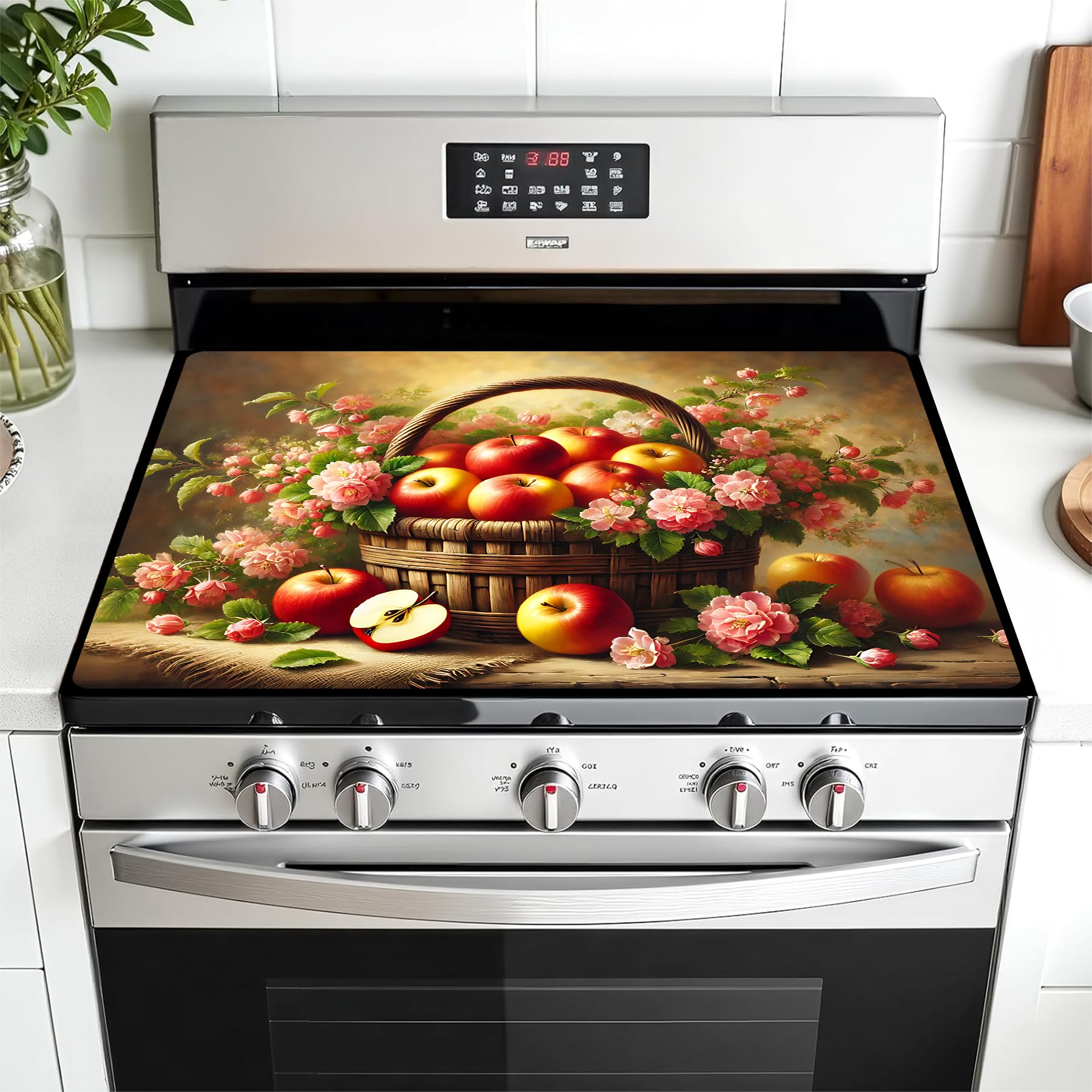 Multi-Design Stove Top Cover for Glass/Electric Stoves - 3-in-1 Heat-Resistant Protector Mat, Non-Slip Drying Rack 28"x20"