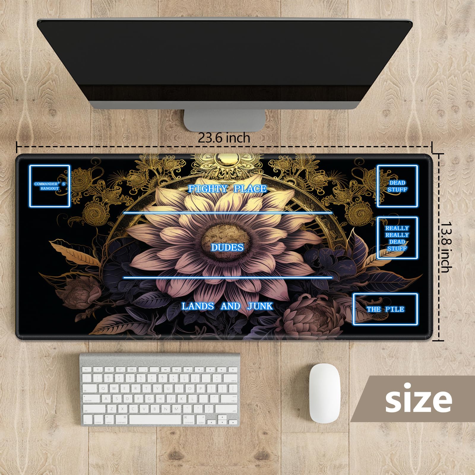 Tappetino Da Gioco Magic Zone 61x35,6 Cm Per MTG E TCG – Superficie Liscia E Base Antiscivolo Con Bordi Cuciti