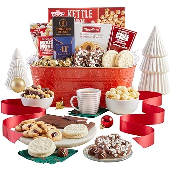 GreatFoods Holiday Sparkling Grande Snow Sweets and Treats Basket Pefect for Family, Friends, Coworkers, Corporate Gifting, Snack Gift Basket, Goumet Food Gifts