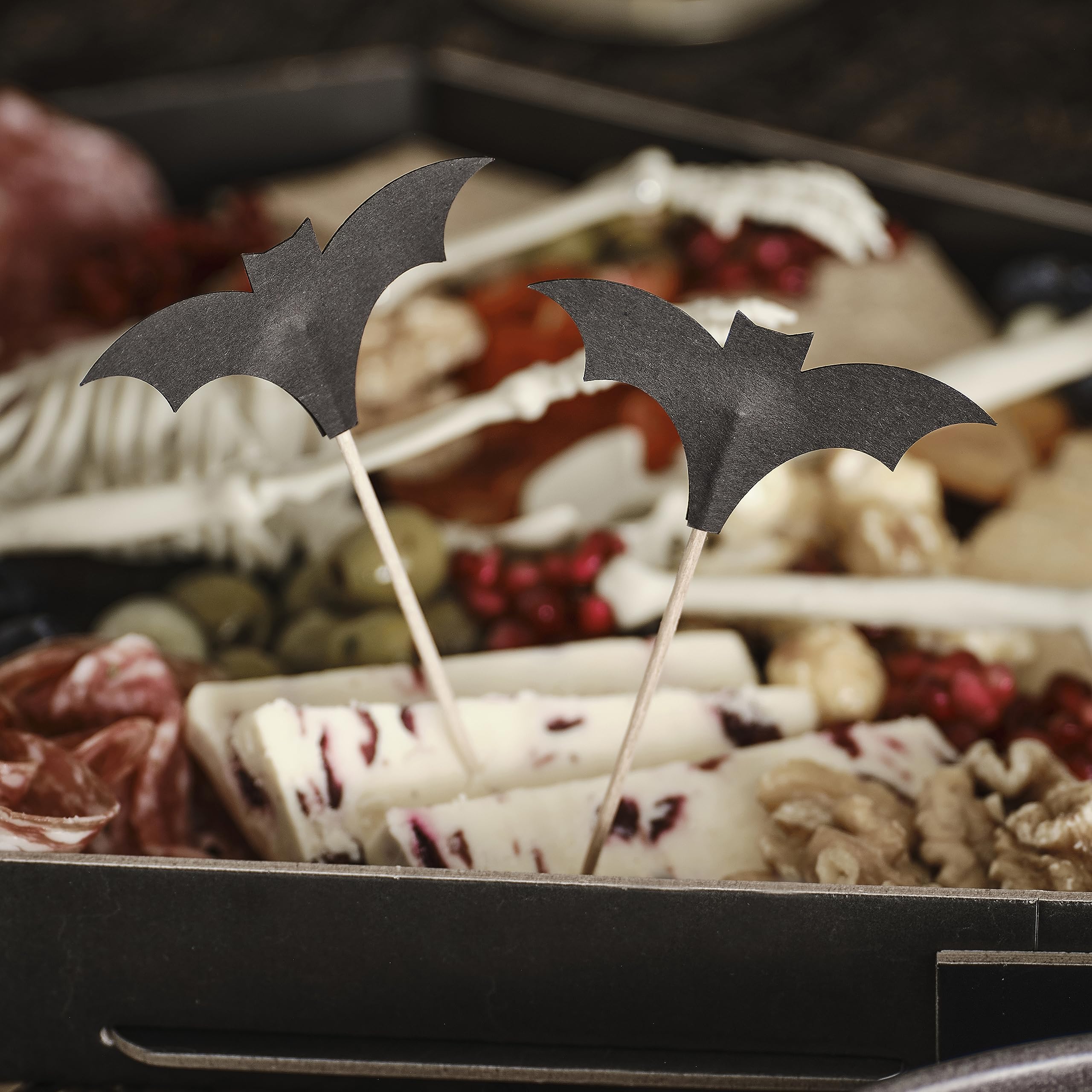 Ginger Ray Halloween Black Bat Cocktail Party Sticks Food Pick Decorations 12 Pack