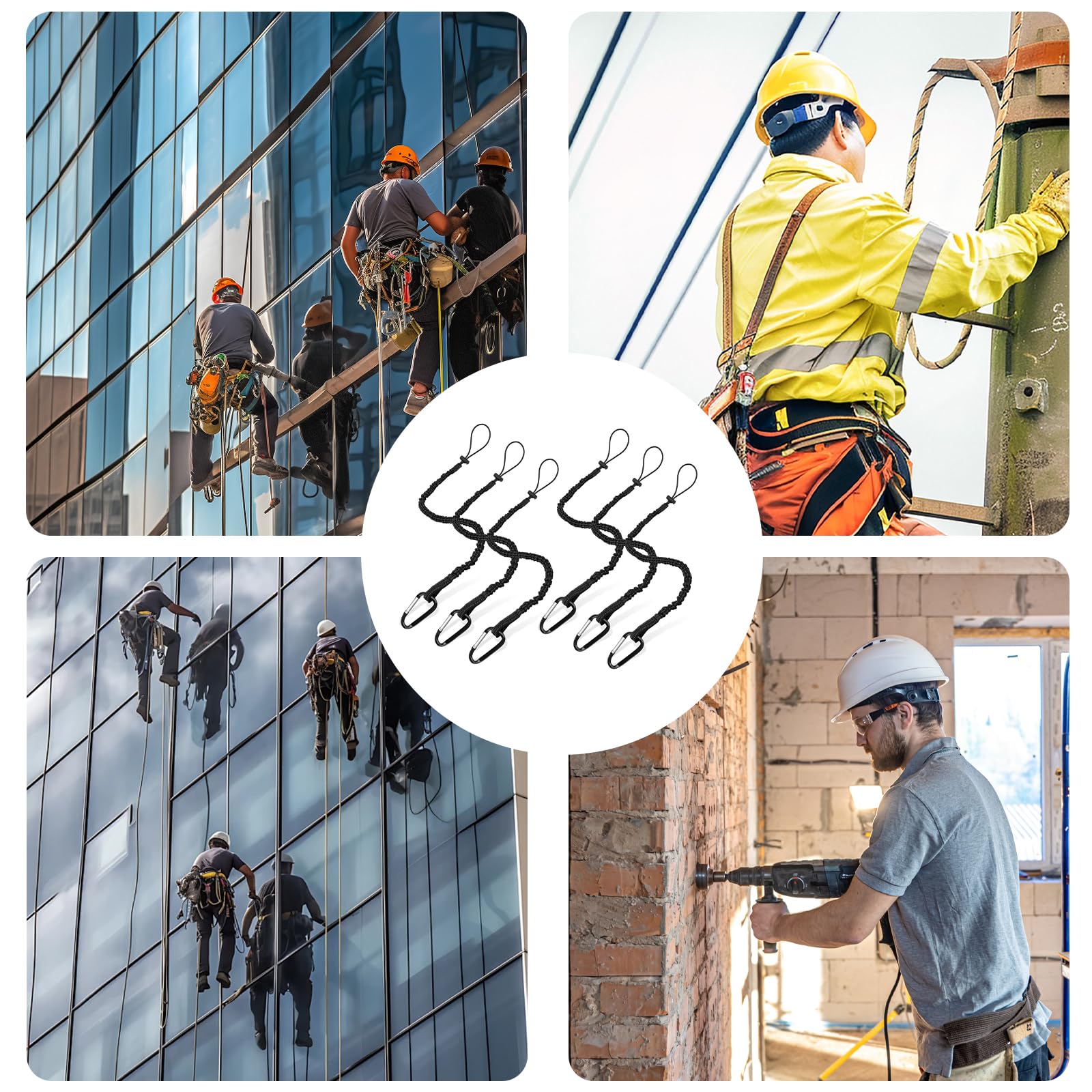 6 Pièce Cordon de Sécurité pour Travaux en Hauteur, Longe à Outils, Laisse à Outil de Sécurité Rétractable, Outil de Protection Contre Les Chutes, Limite de Poids Maximum10-15KG Longe de Sécurité