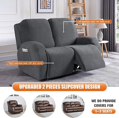 Vista 44 de VANSOFY Funda para silla reclinable, 3 piezas, fundas elásticas para silla reclinable, funda suave para silla reclinable, protector de muebles