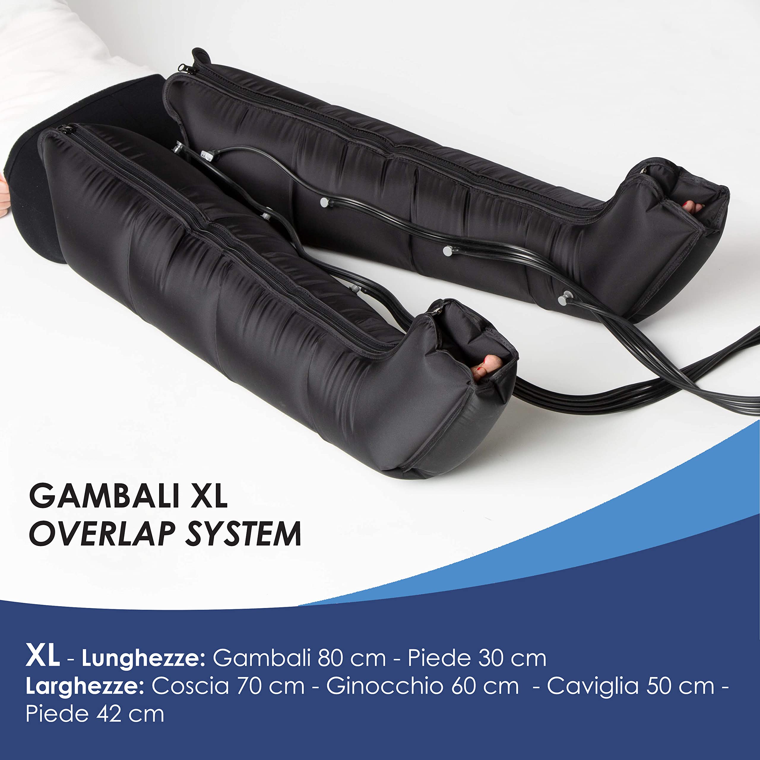 Dinamicamed ® Premium 4.0 Pressoterapia Linfodrenaggio Professionale Digitale Compact, Pressoterapia per Casa con 6 Programmi, Massaggio Linfodrenante a 4 Camere con Gambali XL e Fascia Addome
