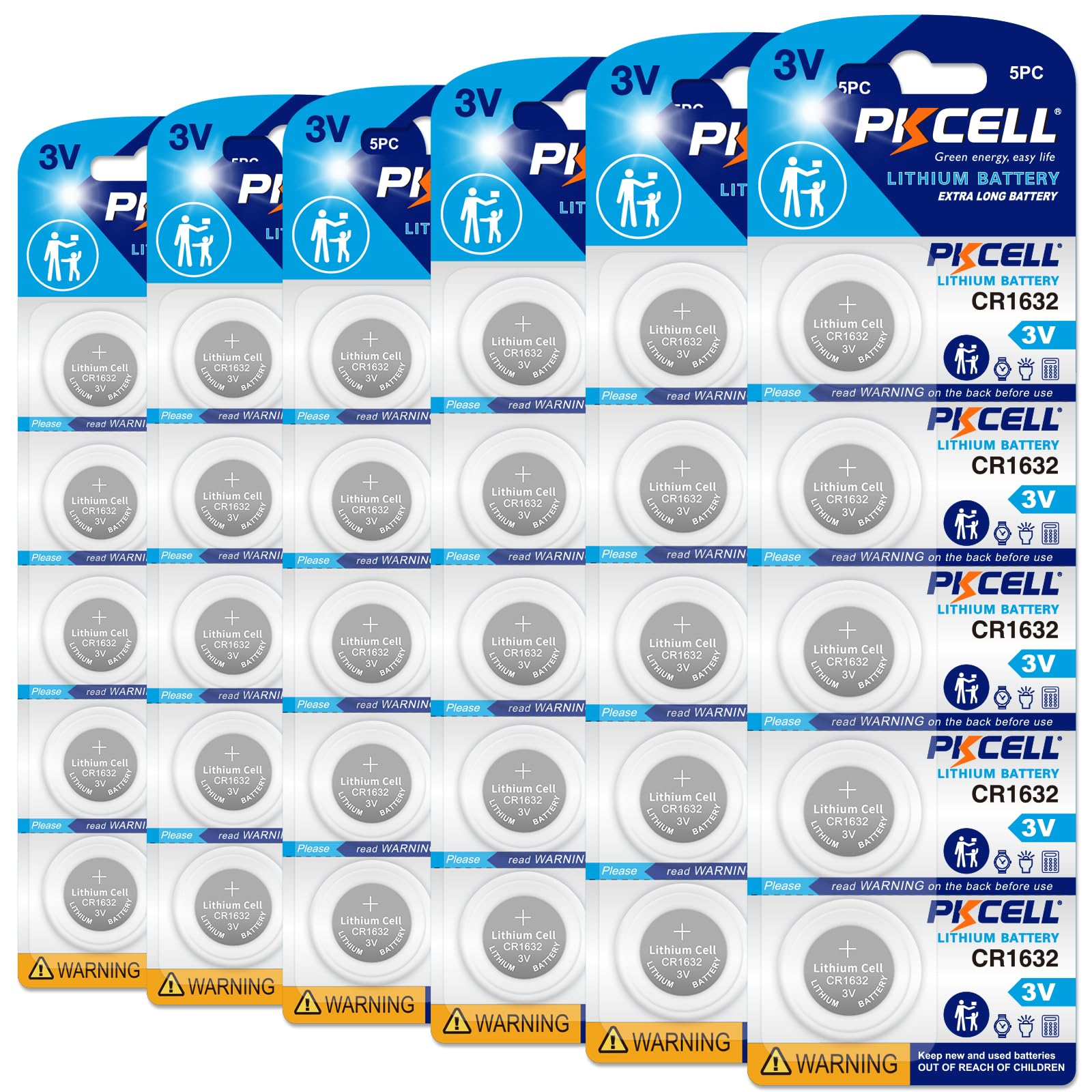 PKCELL CR1632 リチウムボタン 電池 3V 1632 コイン形電池 30個 ブリスター パッケージ