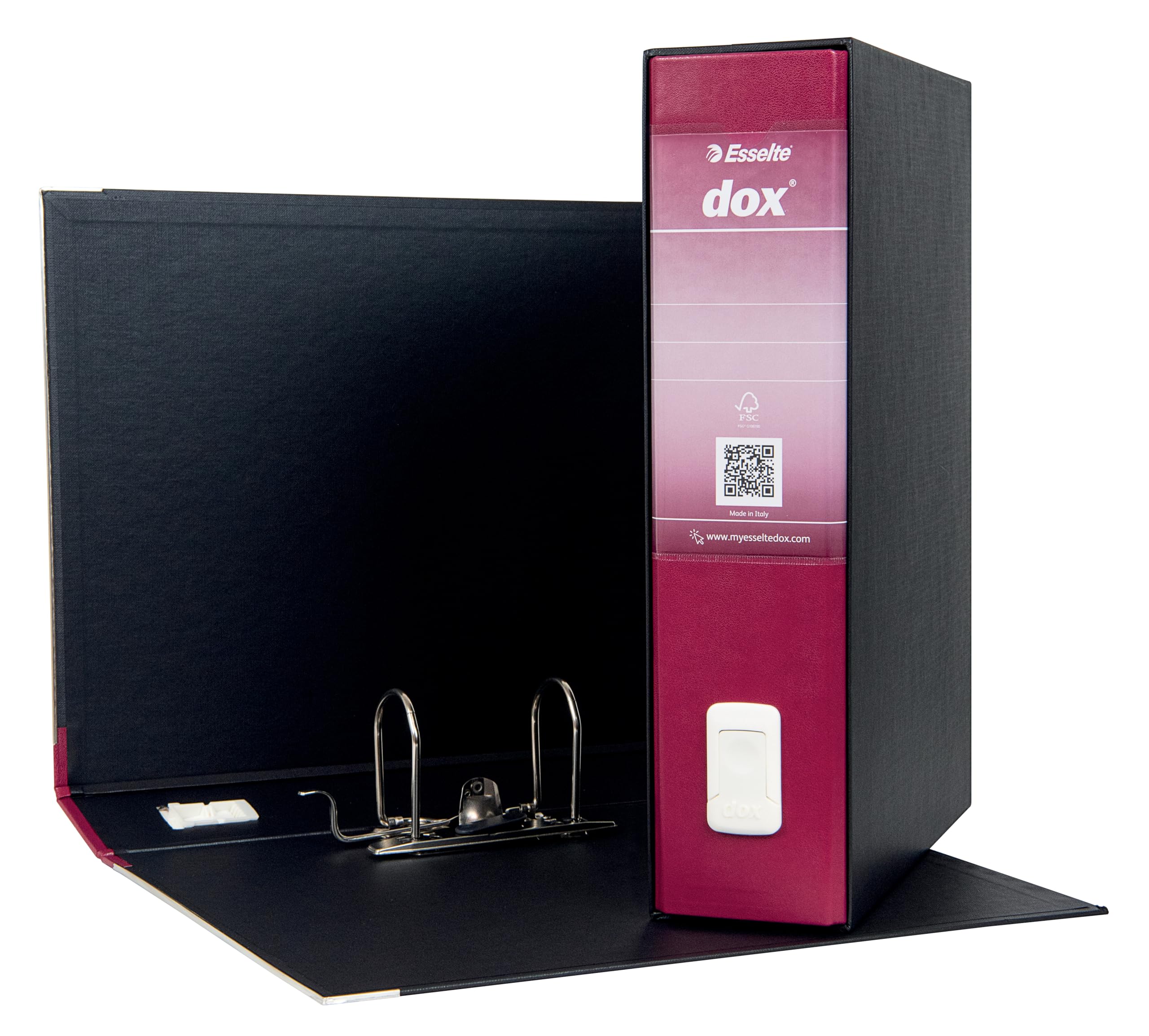 Esselte DOX 2 - 6 Registratori con custodia A4 e meccanismo a leva, Raccoglitori con leva formato Protocollo (23x33cm) con Dorso da 8 cm, Bordeaux, 85 x 352 x 288 mm, Conf.da 6 pezzi, D26205