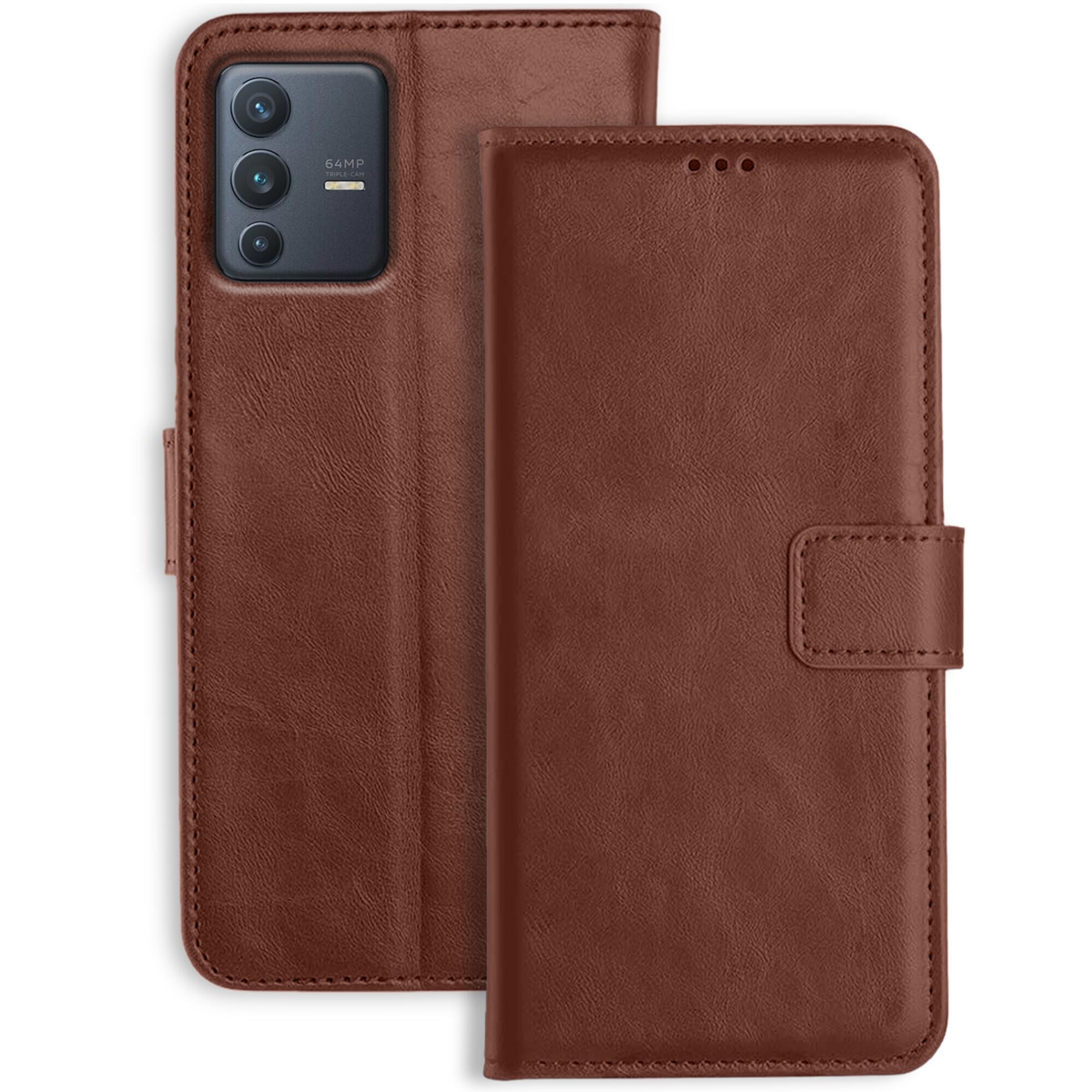 Accesorios Vivo V23 5G Flip Back Cover Case | Inbuilt Stand & Pockets | Magnetic Shockproof Leather Wallet Style Flip Case for Vivo V23 5G (Brown) (B09SB6WKDT) Amazon Price History, Amazon Price Tracker