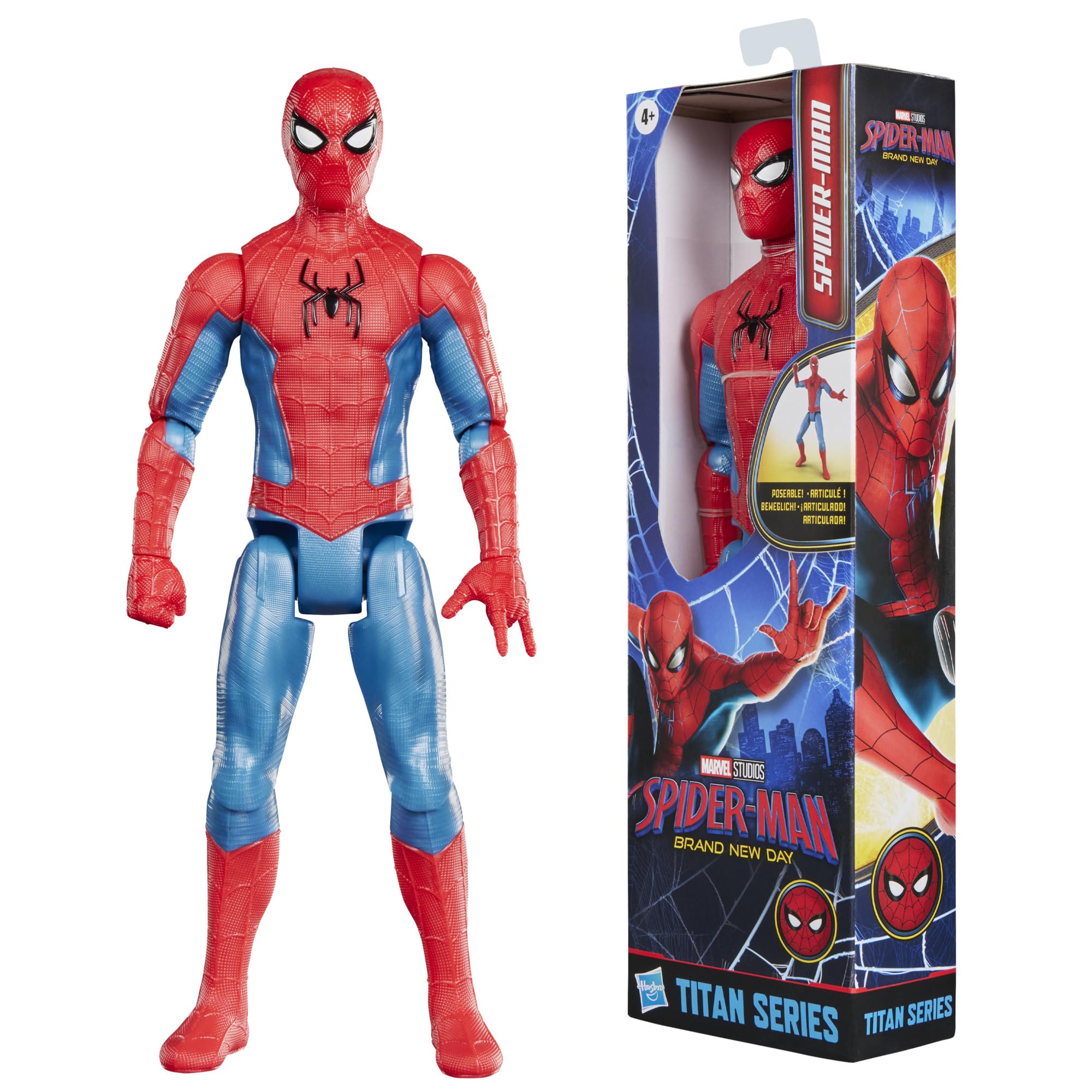 Marvel Spider-Man Day, Figura de acción Titan Series de 29,2 cm, Juguetes de superhéroes para niños y niñas a Partir de 4 años