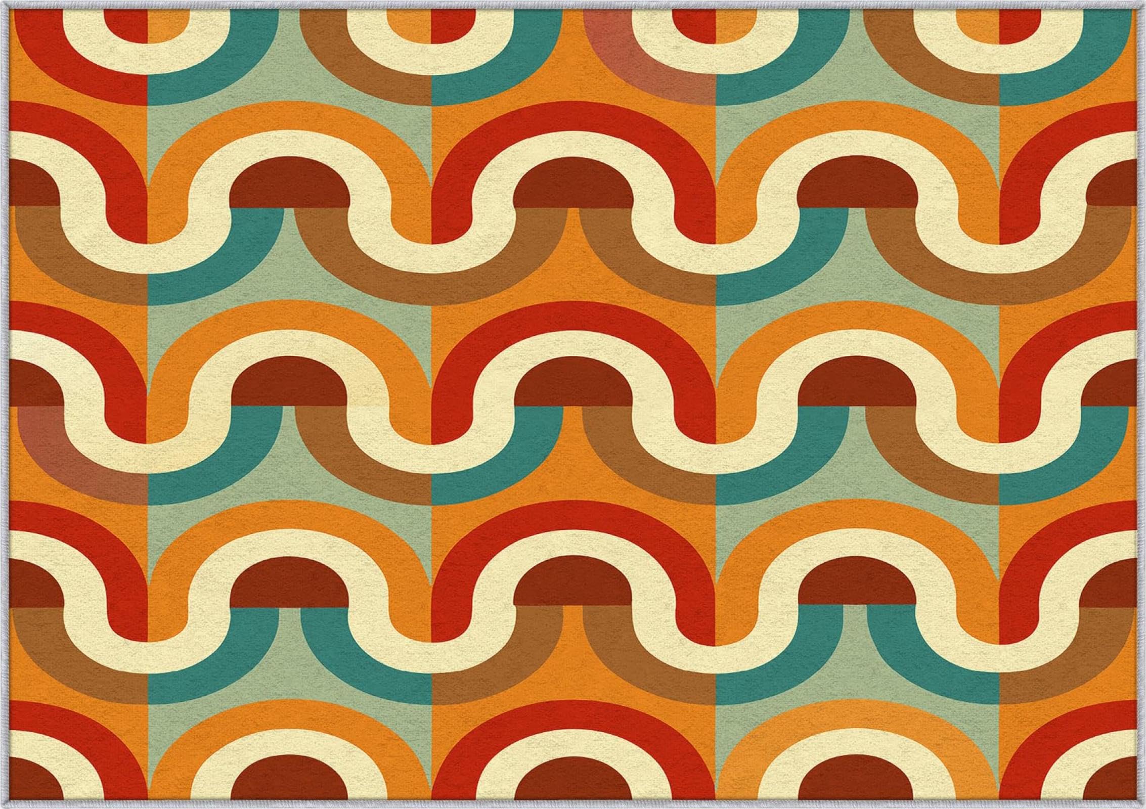 Tappeti per soggiorno retrò in stile anni '70, arancioni, 90x180 cm, onde astratte di metà secolo, anni '70 e '80, lavabili, antiscivolo, morbidi, per camera da letto, cucina, zerbino