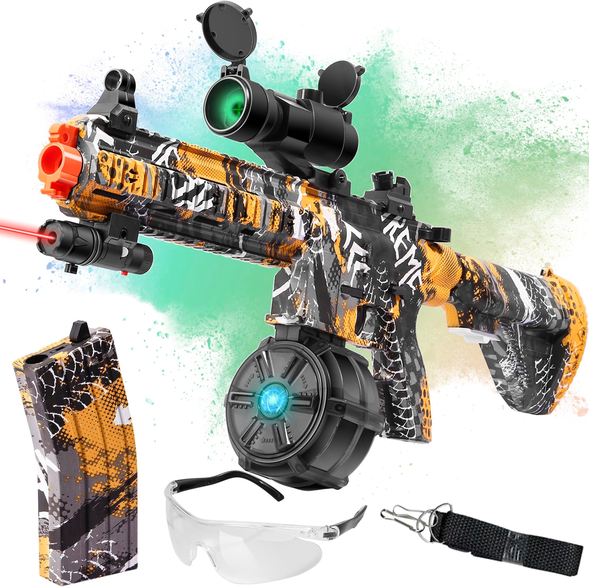 Big Electric M416 Gel Ball Blaster, Double Shooting Modes Splatter Ball Blaster with 20000 Water Beads, for Outdoor Activities - Shooting Team Game, Ages 12+, Yellow