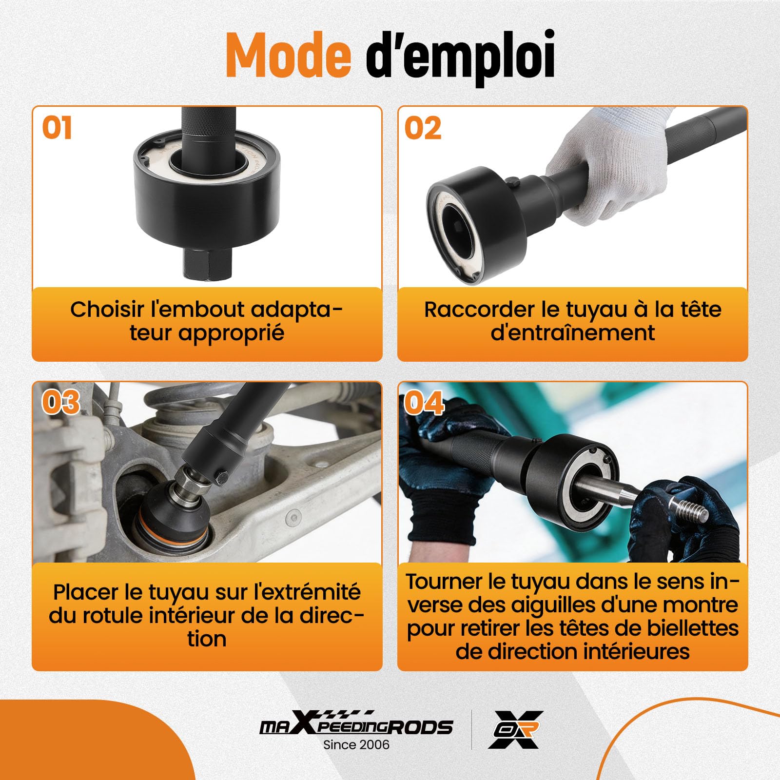 maXpeedingrods Lot de 4 extracteurs de biellette de direction axiale 30-45mm, Universel Outil de Montage/démontage Extracteur de Rotules de biellette axiale pour Voiture