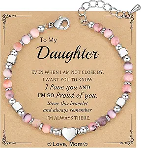 Christmas Gifts for Women, Stocking Stuffers for Teens Beaded Bracelets for Women Gifts for Mom Christmas Gift Mothers Day Gift for Grandma Daughter Bonus Mom Nature Stone Bead Bracelet Graduation Jewelry for Her 2026