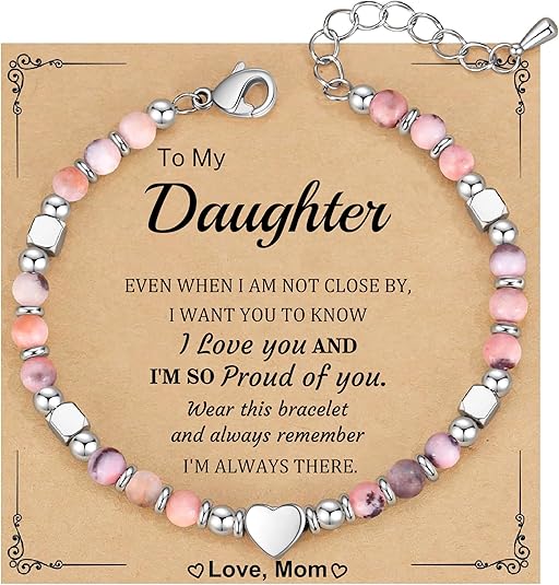 Christmas Gifts for Women, Stocking Stuffers for Teens Beaded Bracelets for Women Gifts for Mom Christmas Gift Mothers Day Gift for Grandma Daughter Bonus Mom Nature Stone Bead Bracelet Graduation Jewelry for Her 2026