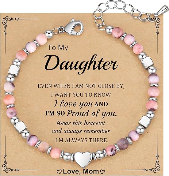 Christmas Gifts for Women, Stocking Stuffers for Teens Beaded Bracelets for Women Gifts for Mom Christmas Gift Mothers Day Gift for Grandma Daughter Bonus Mom Nature Stone Bead Bracelet Graduation Jewelry for Her 2026
