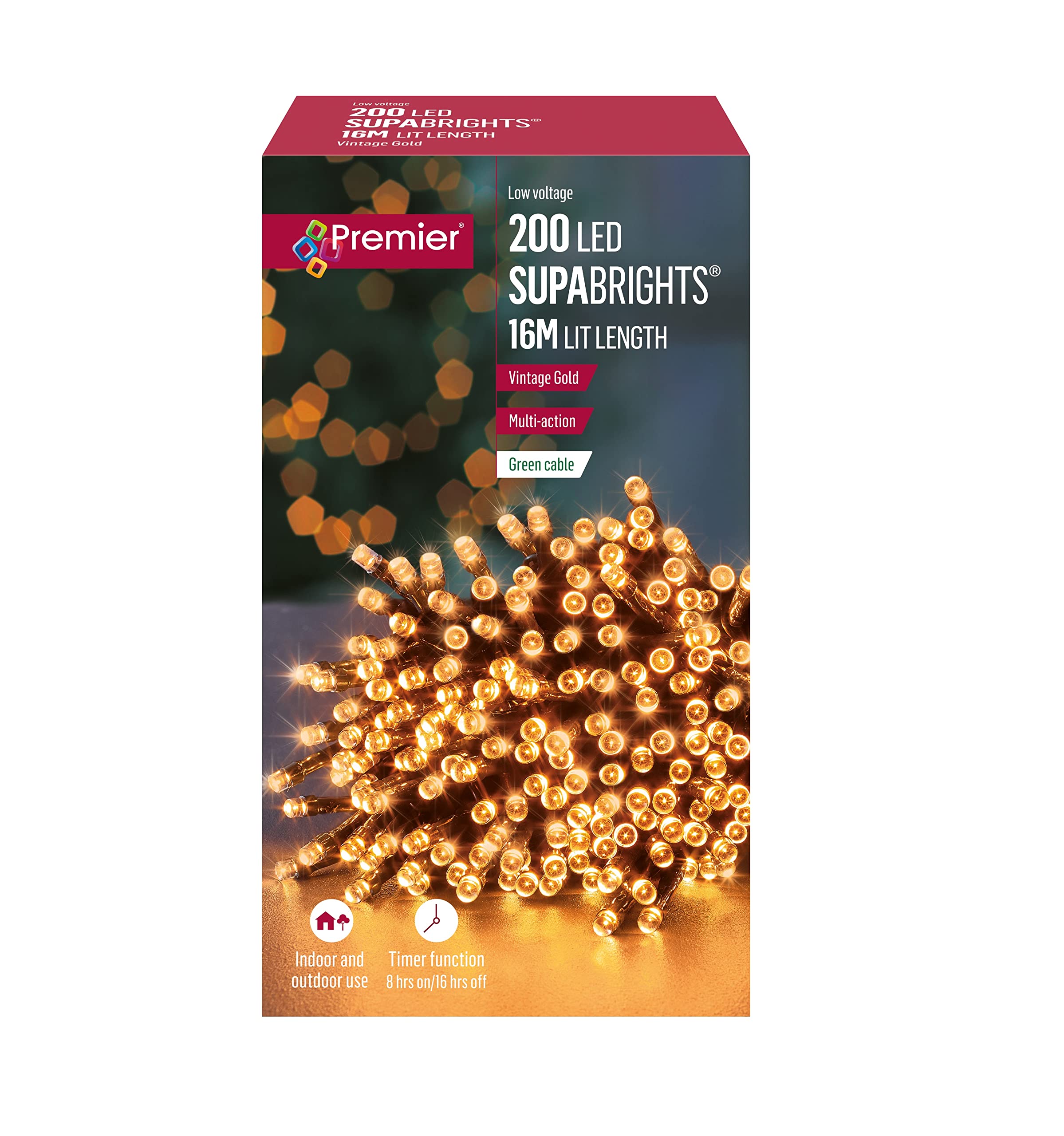 Premier Multi Colour Led 200 M-A Led Superbrights Timer Lights In Vintage Gold By (Jns_459906)