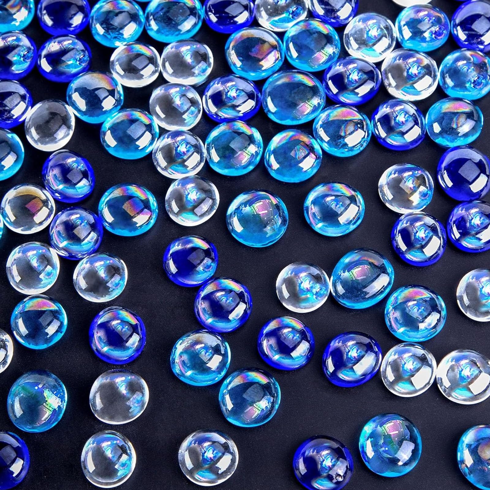 VGOODALL Glass Pebbles Bulk Pack, 120 Glittering Stones for Home Decor, Fish Tank Landscaping, Plant Glass Gems and Table Decorative Beads