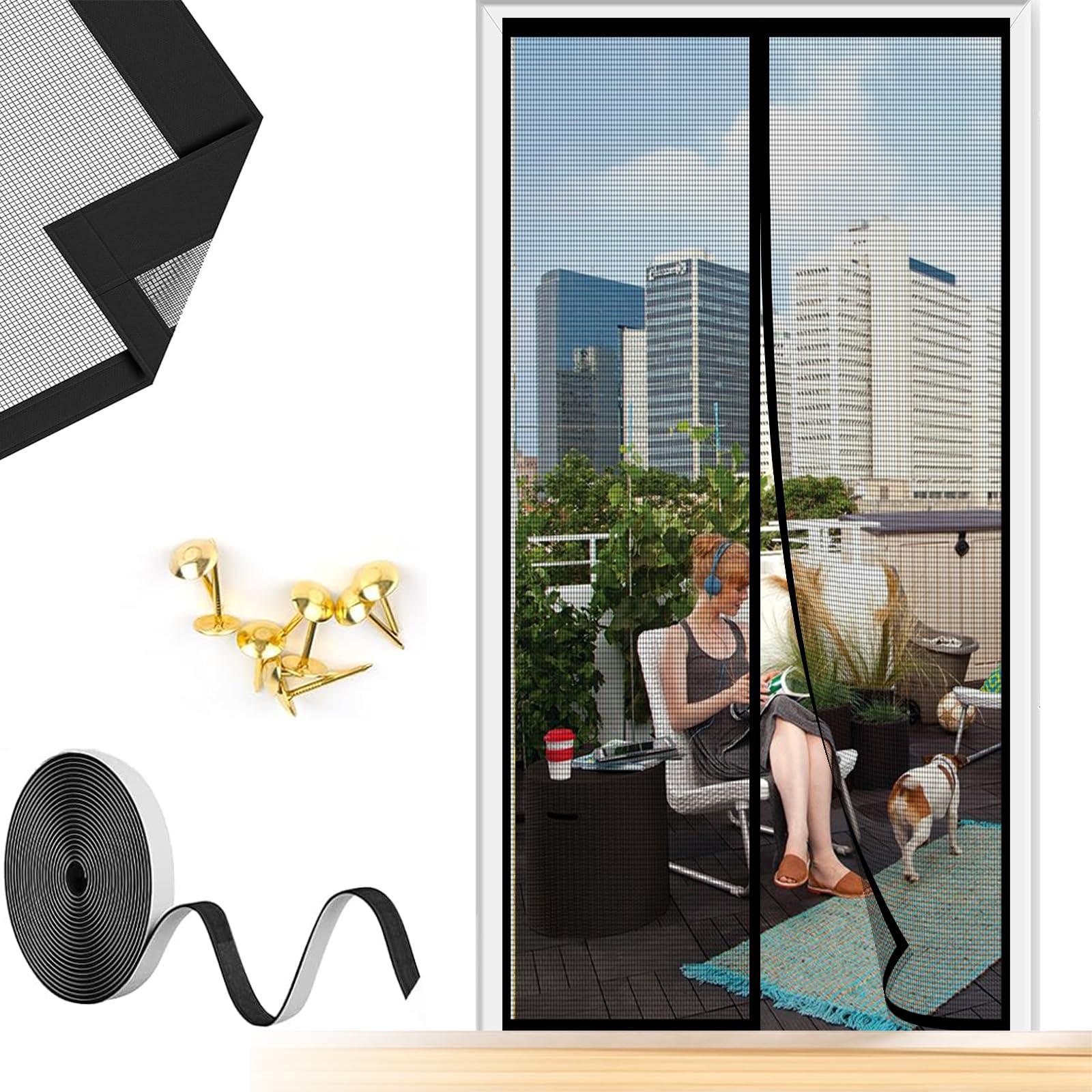 Moustiquaire Porte Magnétique 115 X 210 Cm Sur Mesure De Rideau