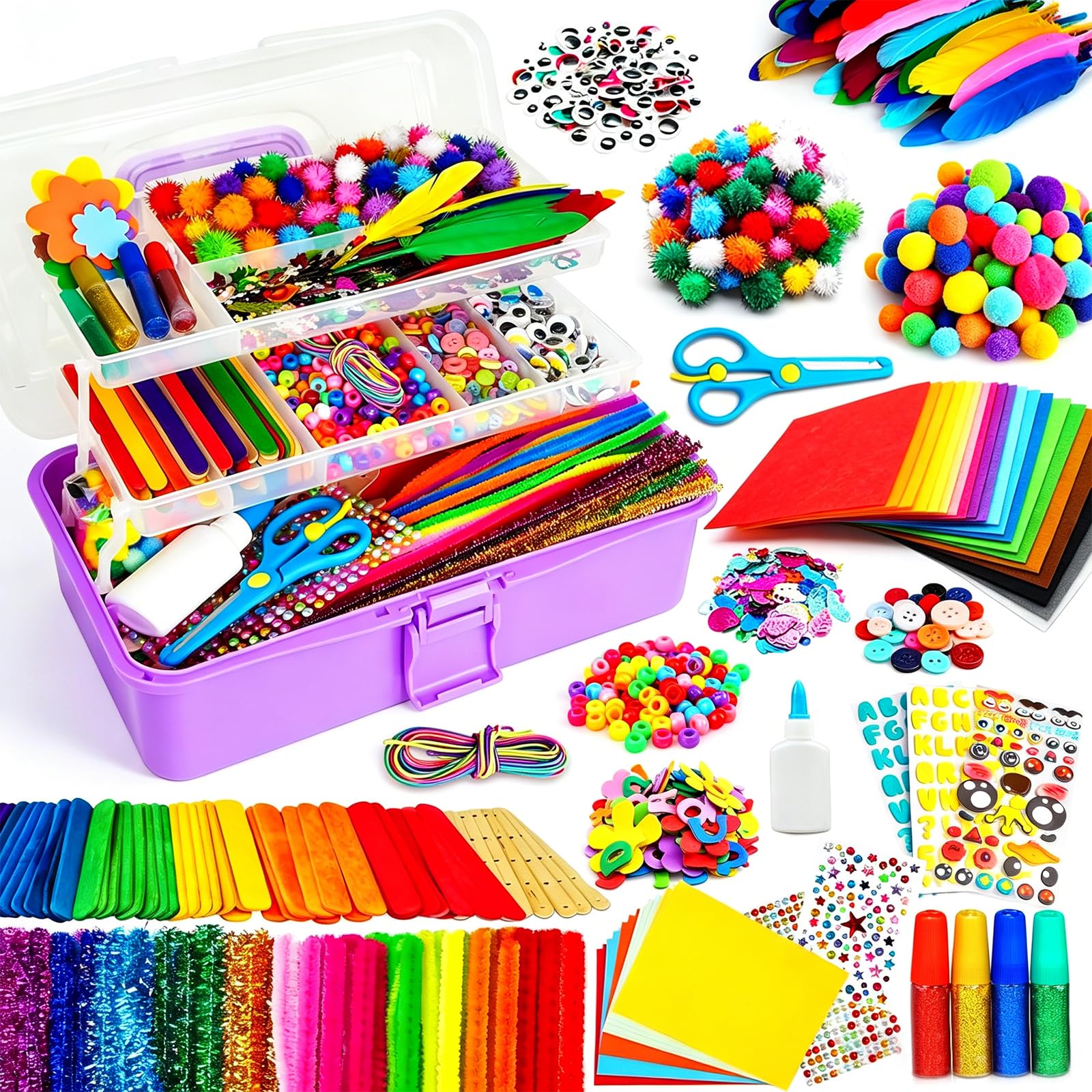 Arts and Crafts Supplies for Kids - Toddler Crafts Kits with Glue Stick