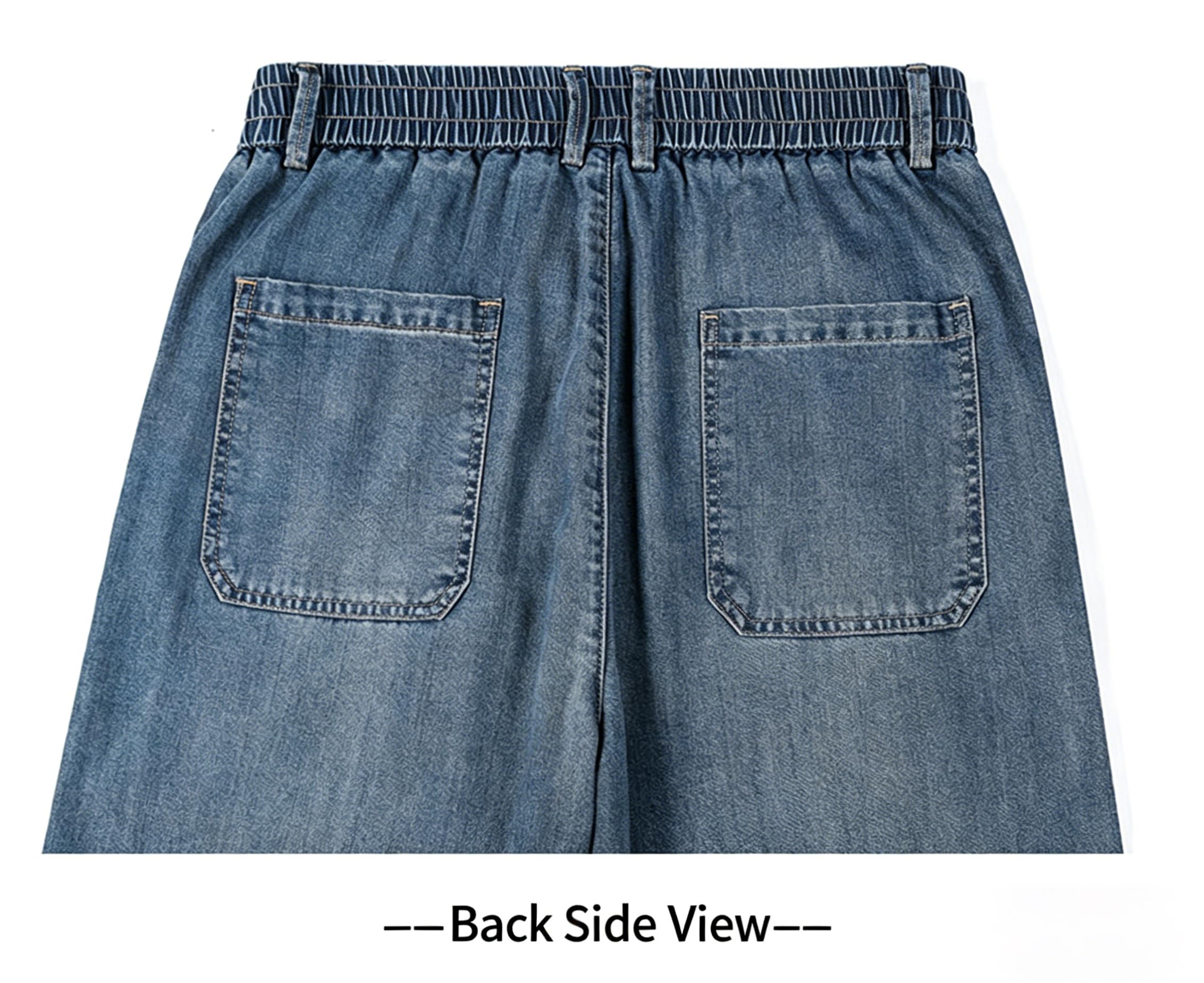 Letnie męskie cienkie dżinsy Tencel Luźne drapowane szerokie nogawki spodnie do lodów z elastyczną talią z wieloma kieszeniami, czarny, 3XL