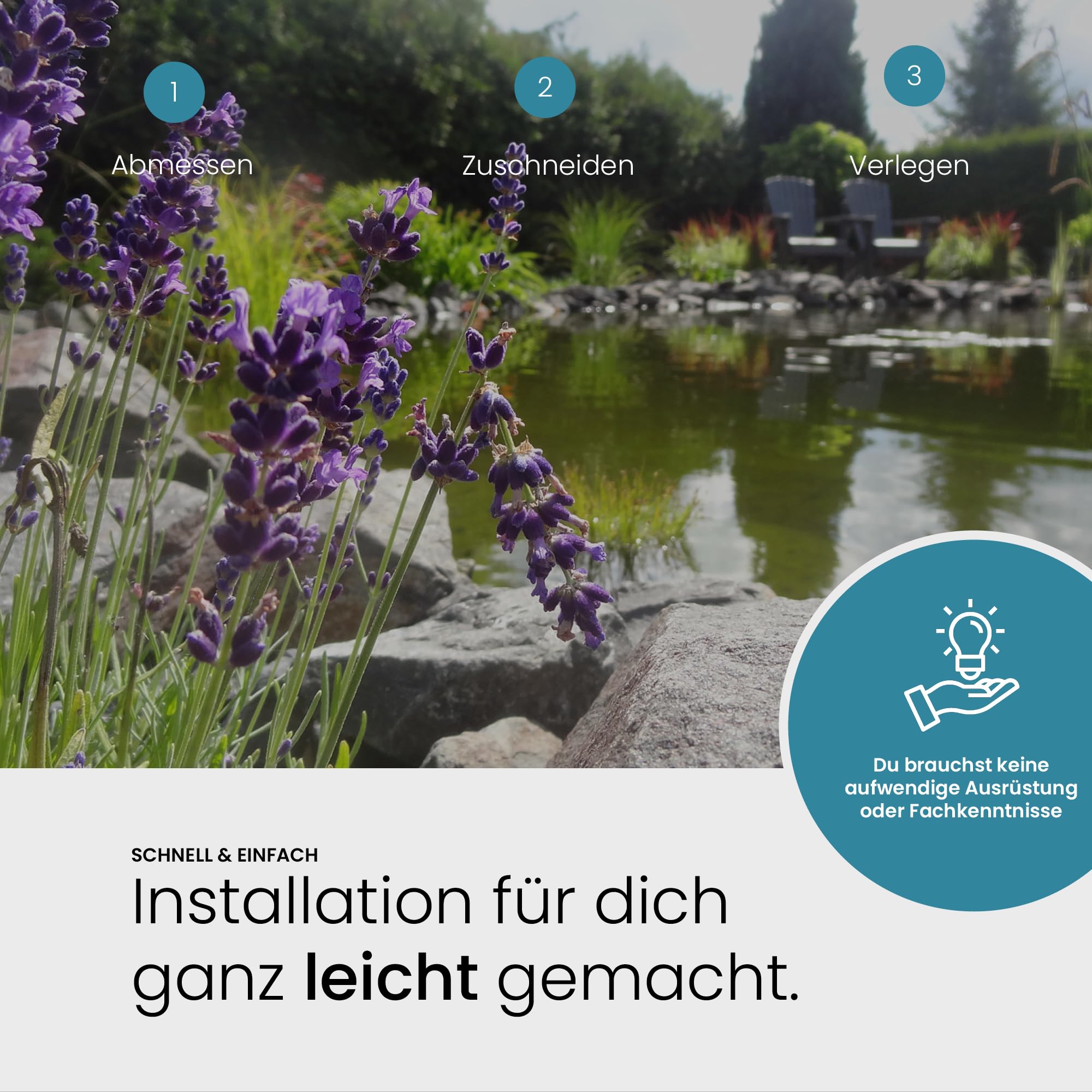 TeichVision Ufermatte grün 8 mm Böschungsmatte Teich 1,20 m x 14 m