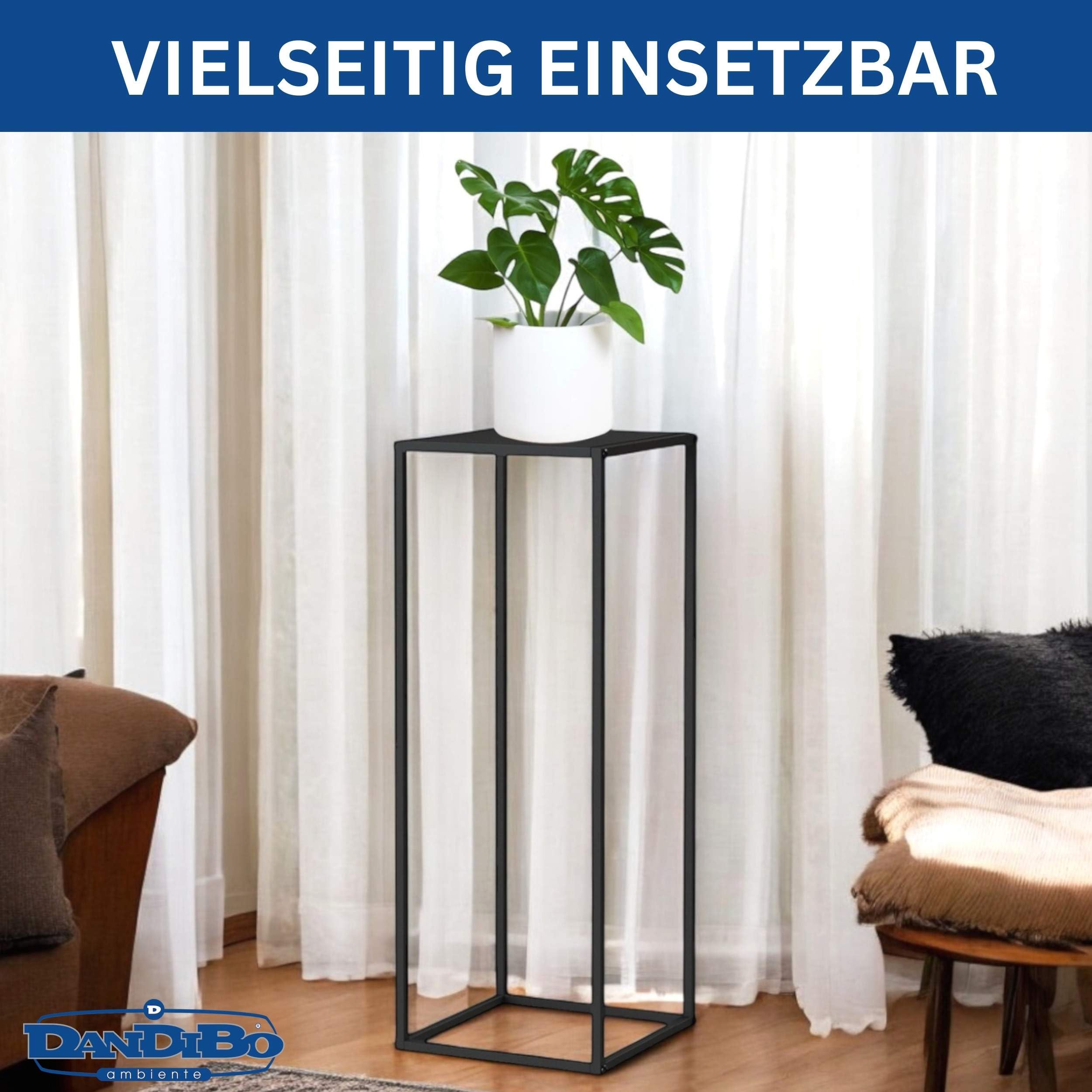 DanDiBo 96588 96588 Support pour plantes rectangulaire en métal noir - 80 cm - Design moderne