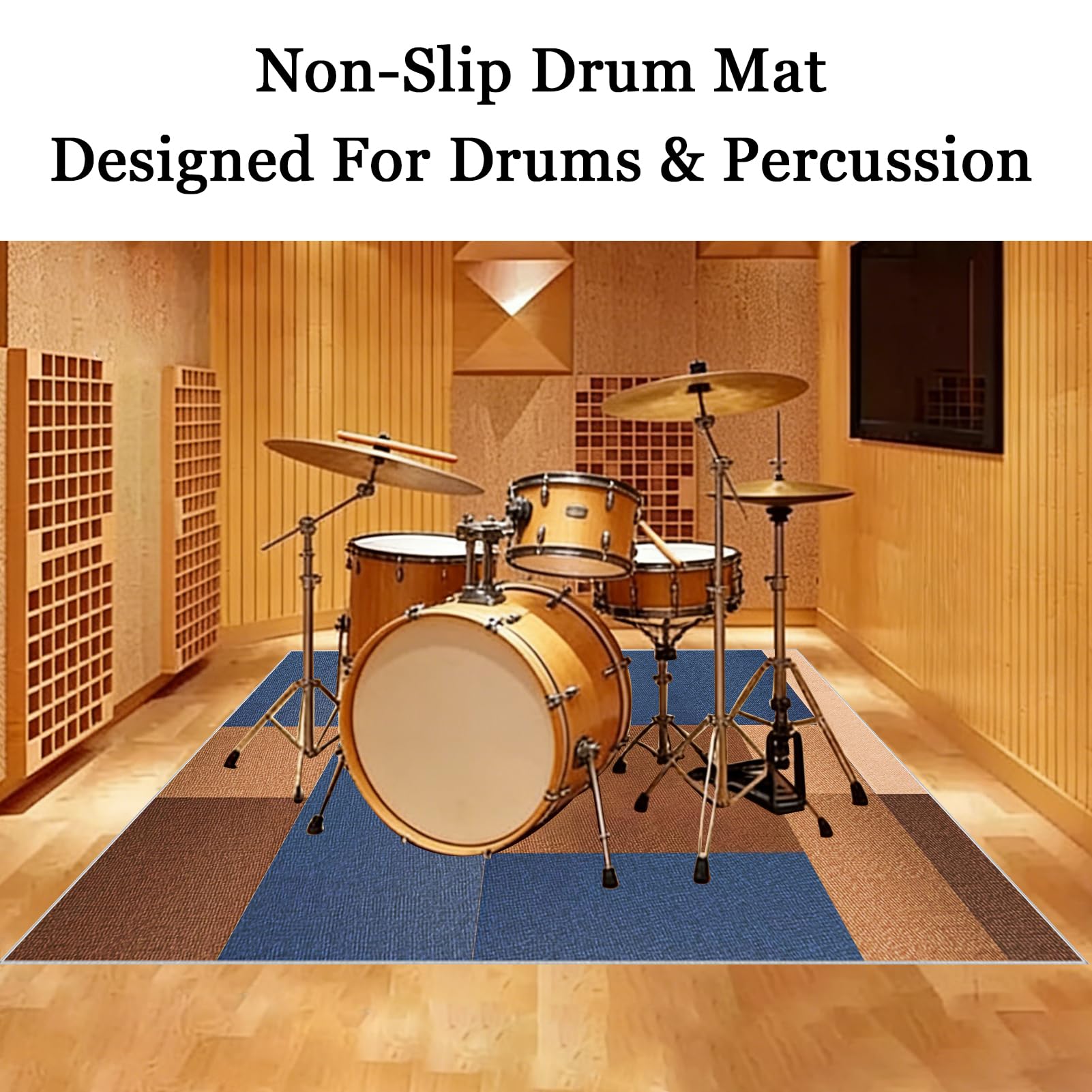 Schlagzeugteppich Drum-Teppich Schallschutzmatte 200 x 160 cm Akustik Trommel Teppich Rutschfeste Drum Matte für Akustik Schlagzeug Bass Drum Elektronisch Snare Musikinstrumente Antivibrationsmatte