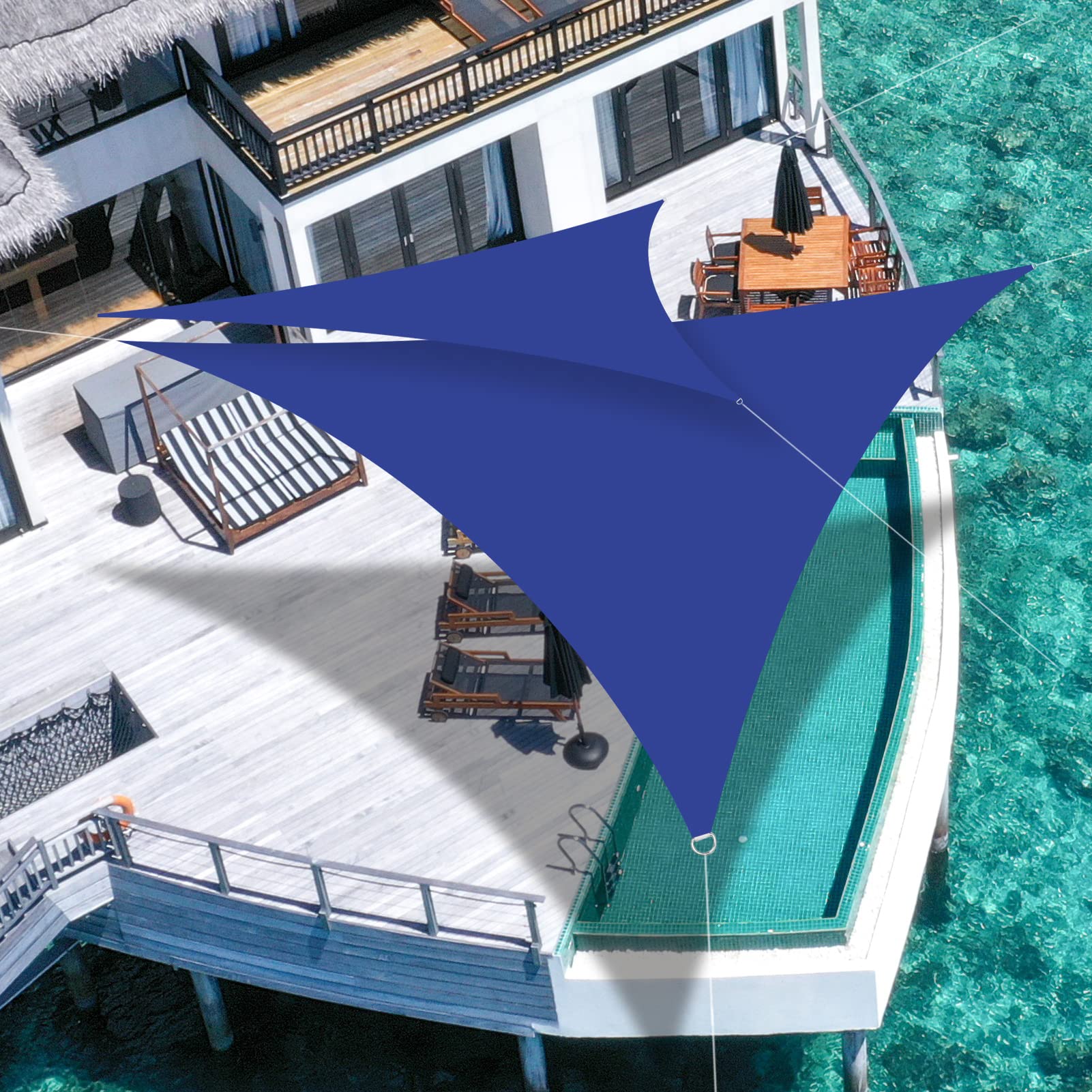 Teynewer Sun Shade Sail Triangle 5x5x5m Waterproof Shade Sail for Outdoor Garden Patio Party 98% UV Block Sunscreen Awning Canopy Sunsail with Free Rope - Image 2