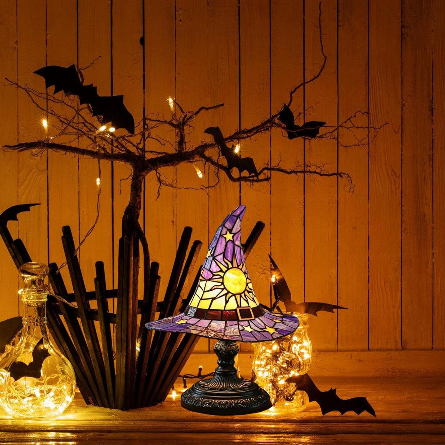 魔女の帽子ナイトライトベッドサイドランプ樹脂テーブルランプナイトスタンドテーマパーティーのための装飾