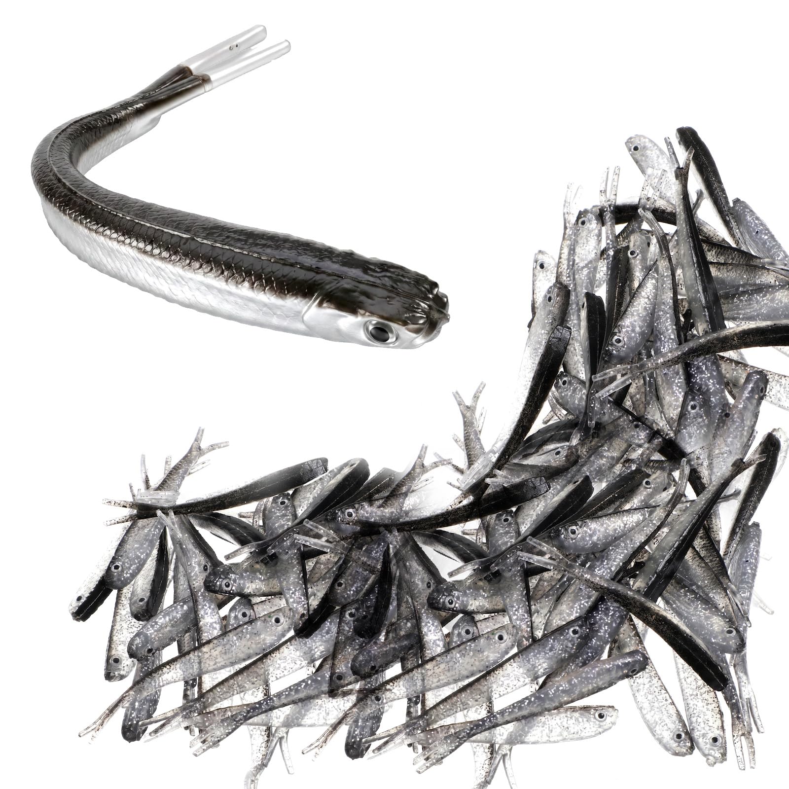 Matwsec 50 PCS Soft Fishing Lure 7cm Soft Plastic Baits Swim Bait for Saltwater and Freshwater Bass Crappie Walleye Trout Lures