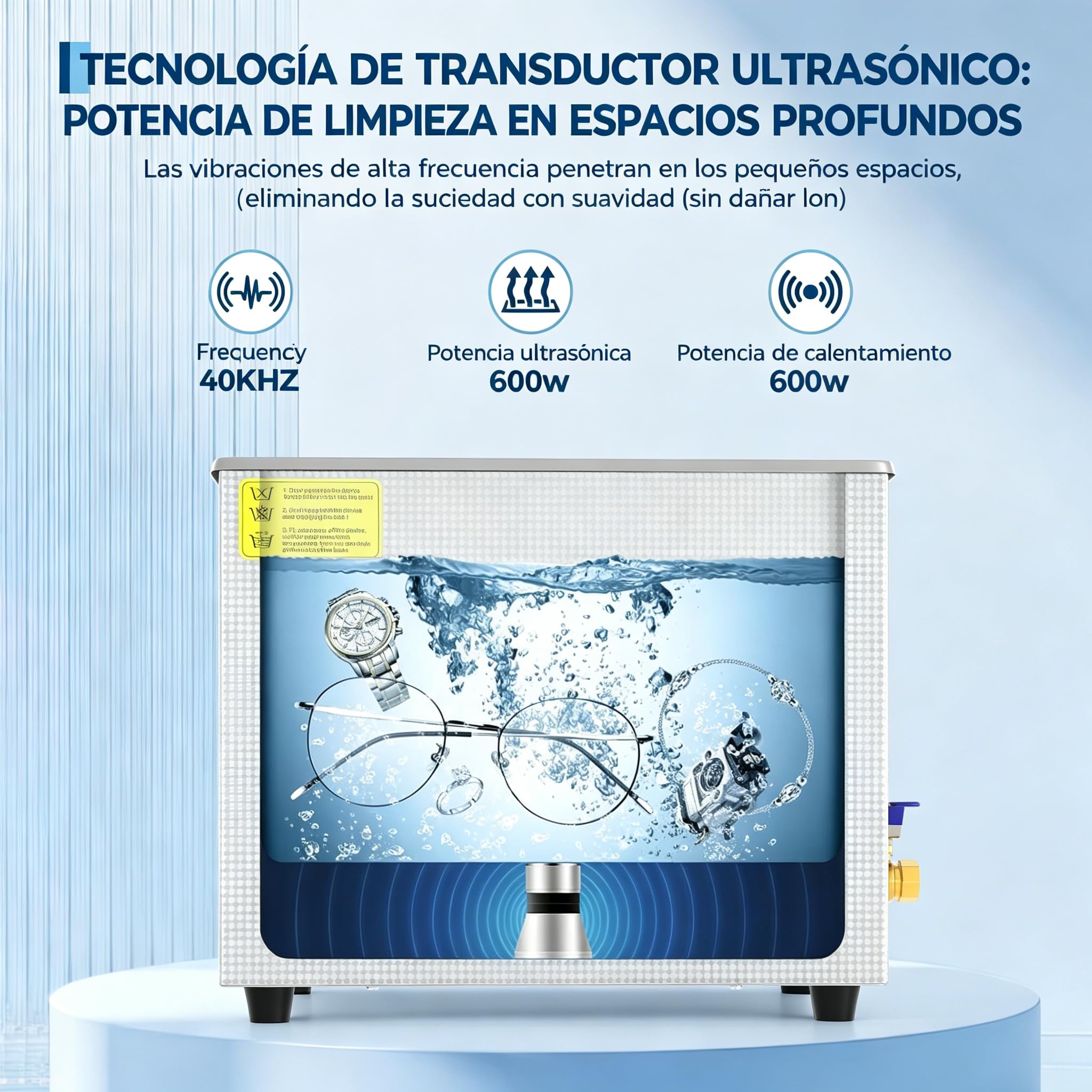 Garvee Limpiador Ultrasónico 30L 40kHz 60W, Máquina de Limpieza por Ultrasonidos en Acero Inoxidable 304, Panel Digital con Temporizador Ajustable 0-30 Min y Cesta para Joyas, Relojes, Gafas y Dental