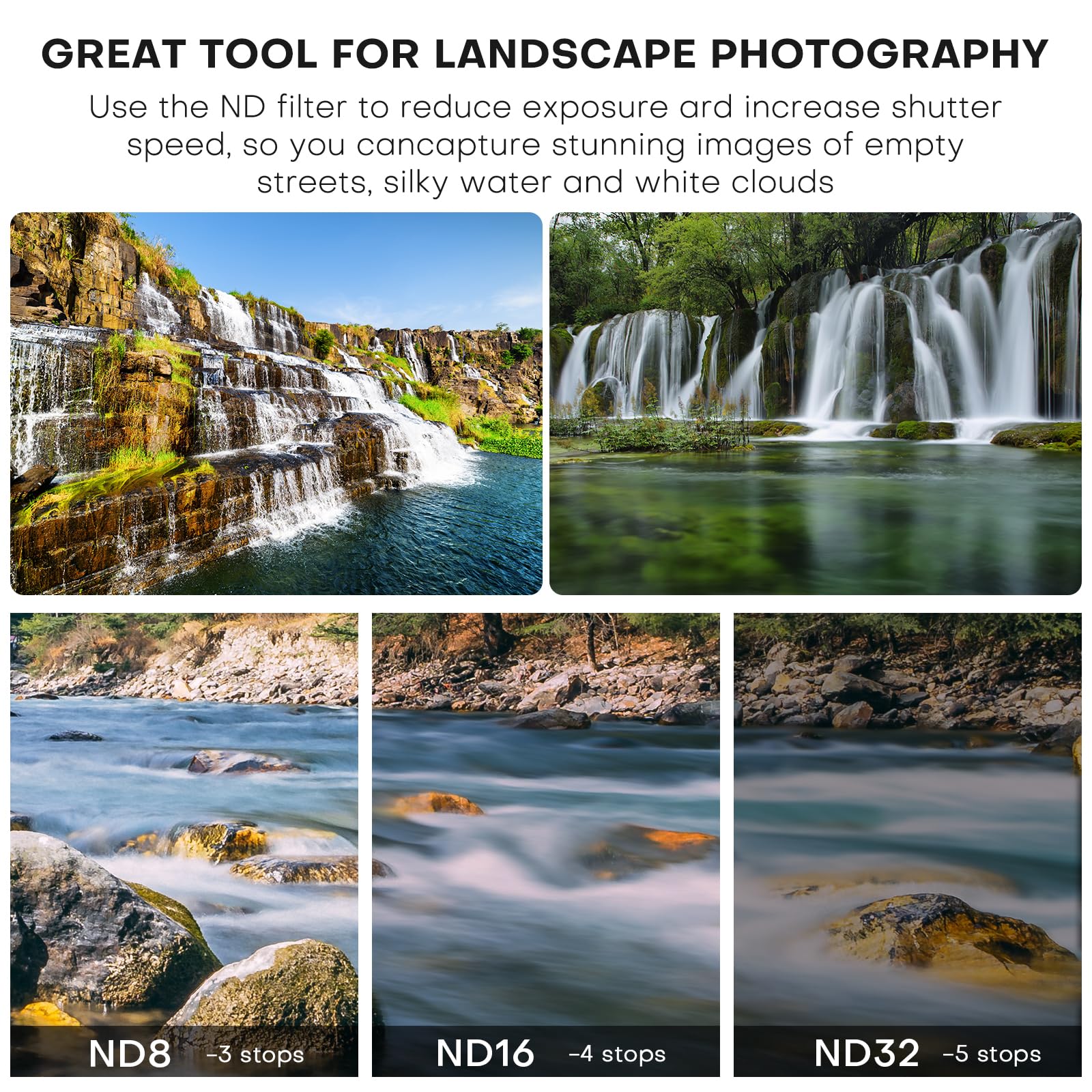 REYGEAK Set di filtri per obiettivo per DJI Action 5 Pro/4/3, confezione da 4 filtri CPL ND8 ND16 ND32 polarizzanti a densità neutra, vetro ottico HD multistrato per accessori per action camera DJI