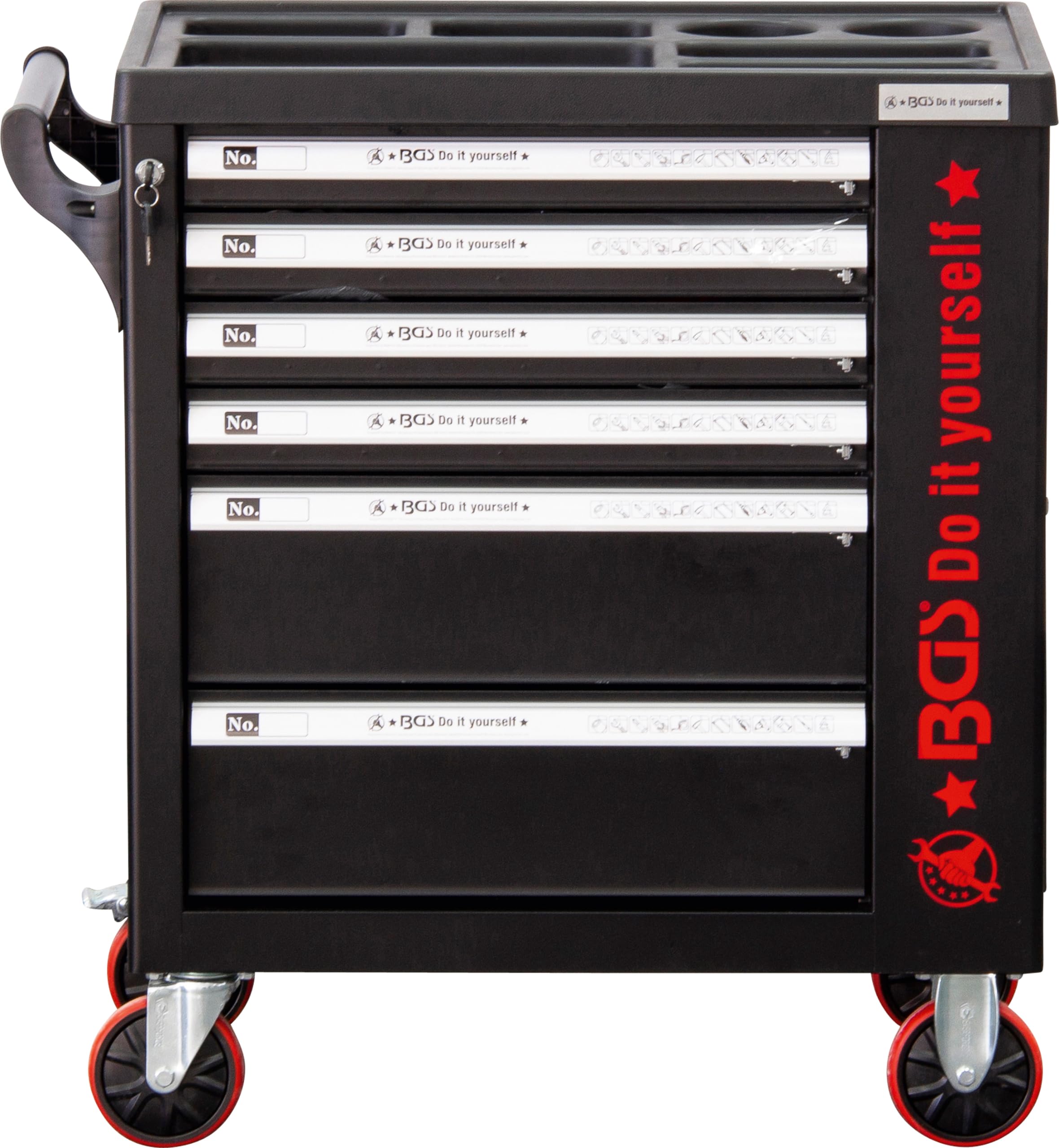 BGS Diy 6055 | Servante d’atelier | 6 tiroirs | 1 porte latérale | avec 158 outils