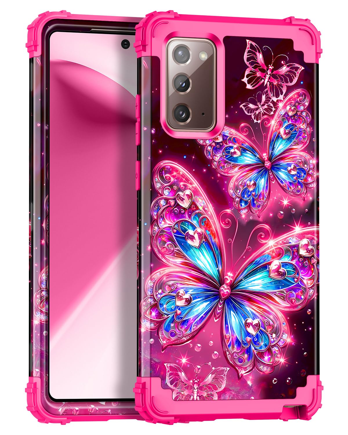 Miqala for Galaxy Note 20 Case,Glow in The Dark Three Layer Heavy Duty Shockproof Full Body Protection Hard Plastic Bumper+Soft Silicone Protective