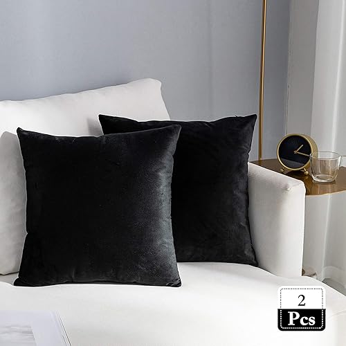 Miniatura 7 de Stellhome Juego de 2 fundas de almohada cuadradas de terciopelo grandes decorativas para cama, sofá y banco, 24 x 24 pulgadas, gris