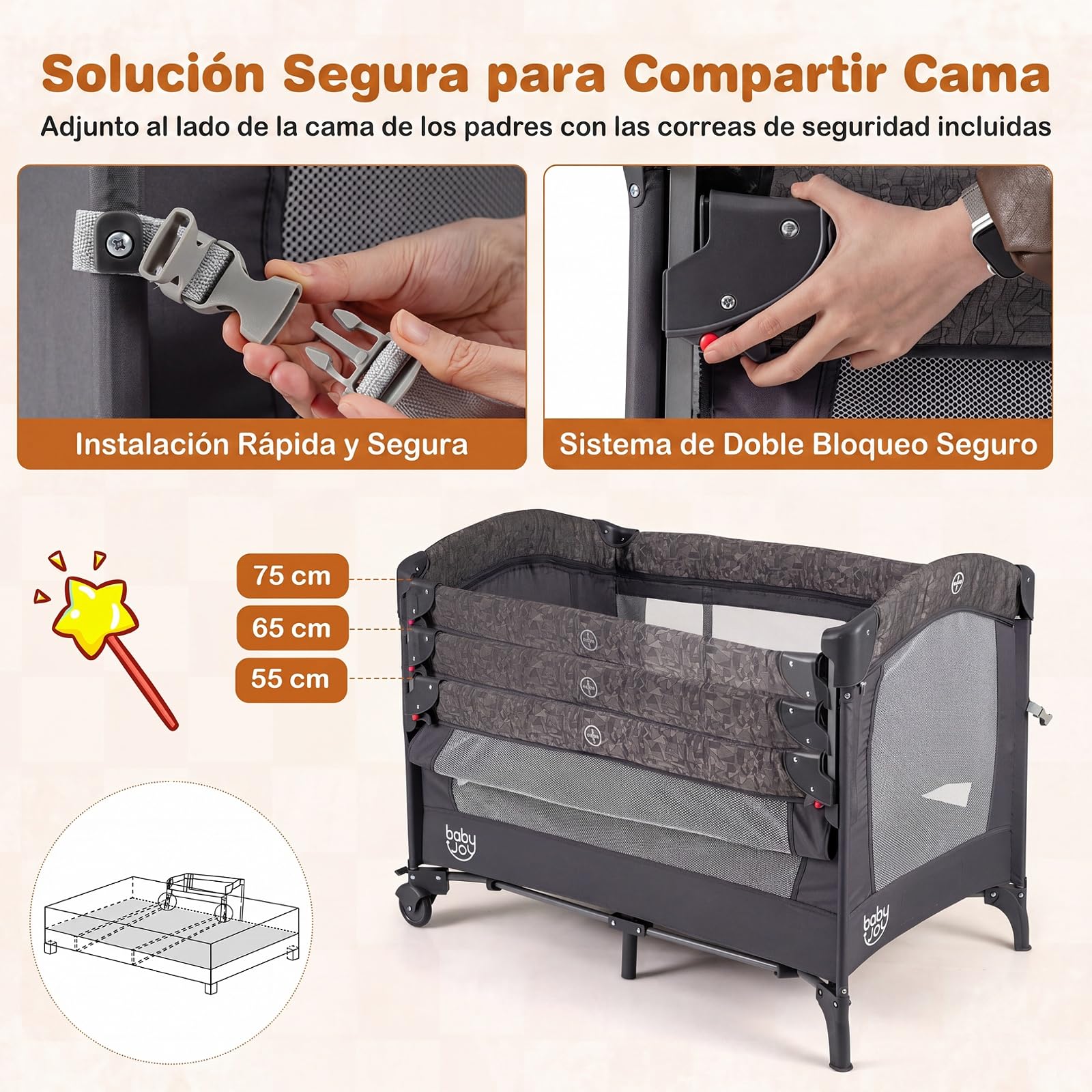 COSTWAY 4 en 1 Cuna de Viaje para Bebé con Cambiador y Colchón