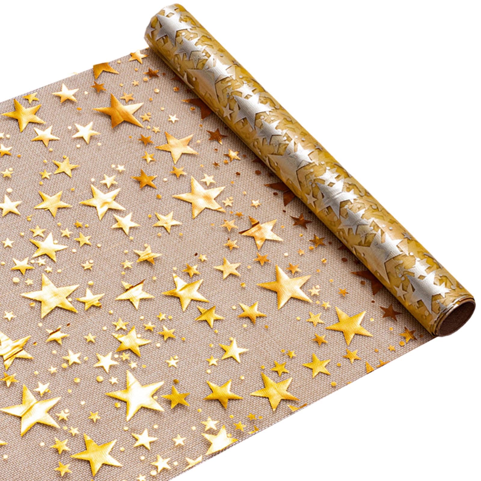 Bottone Washable Gold Foil Star Pattern Table Runner Party Banquets Decoration Sturdy Polyester Textiles for Home Celebration Festival Star Table Runner