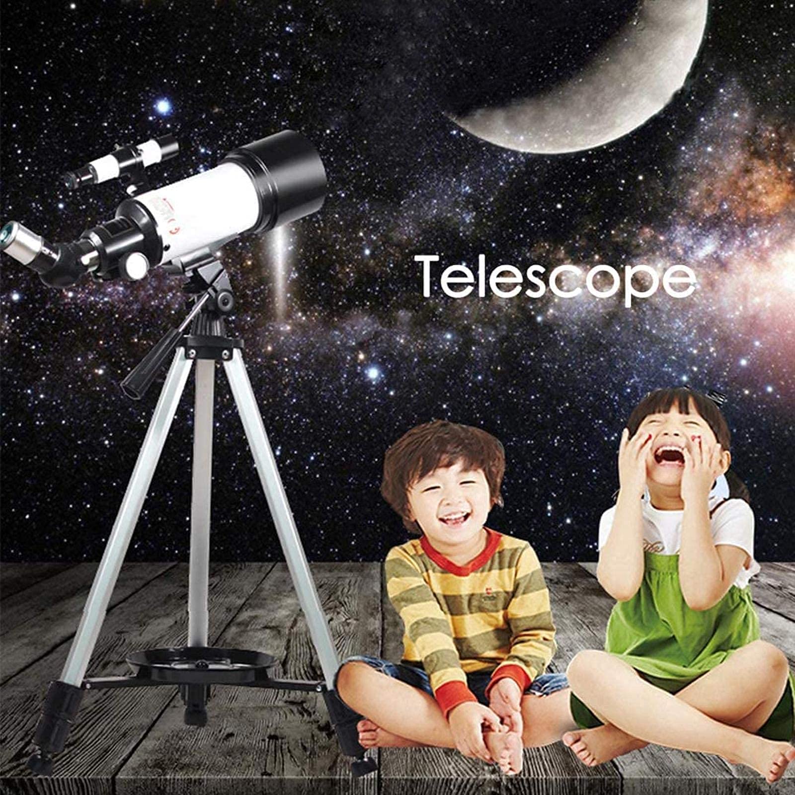 Telescopio astronomico Zoom 120X HD Scienze dell'educazione Telescopio Spaziale monoculare con treppiede Cannocchiale da 70 mm per Bambini Principianti