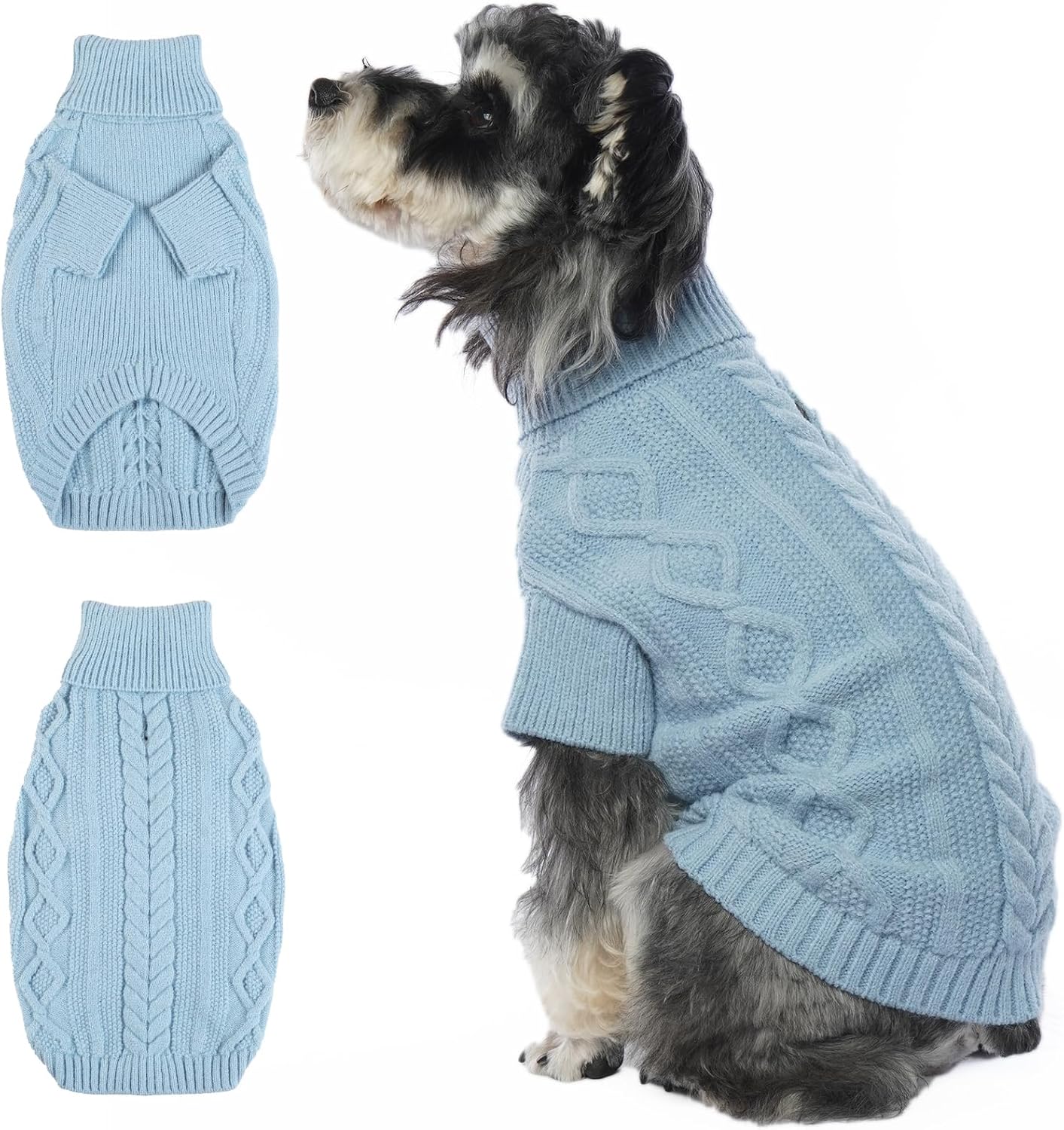 IKIPUKO Dog Sweaters for Small Dogs, Cold Weather Cable