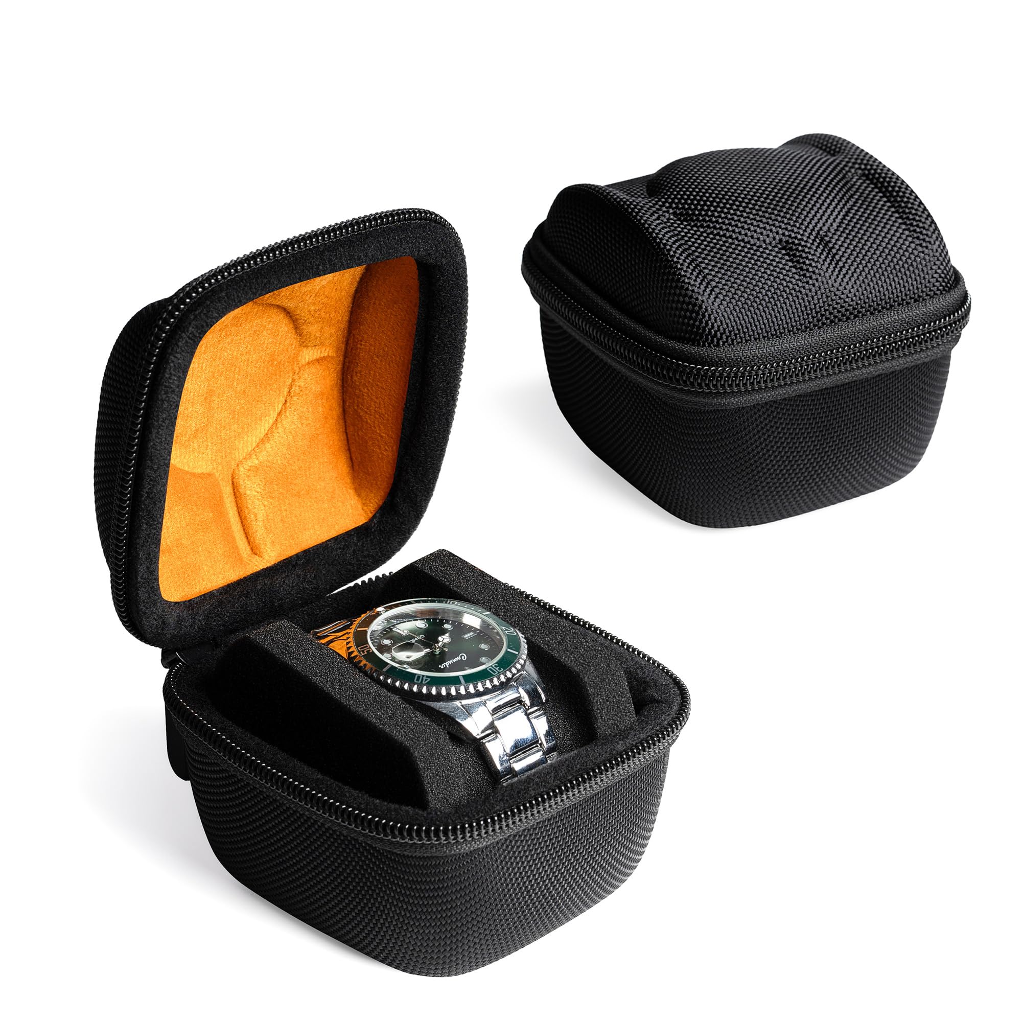 MATGEUT Single Hard Watch Travel Case - Timepiece Storage Organizer box fit large & small watches-with soft watch pillow