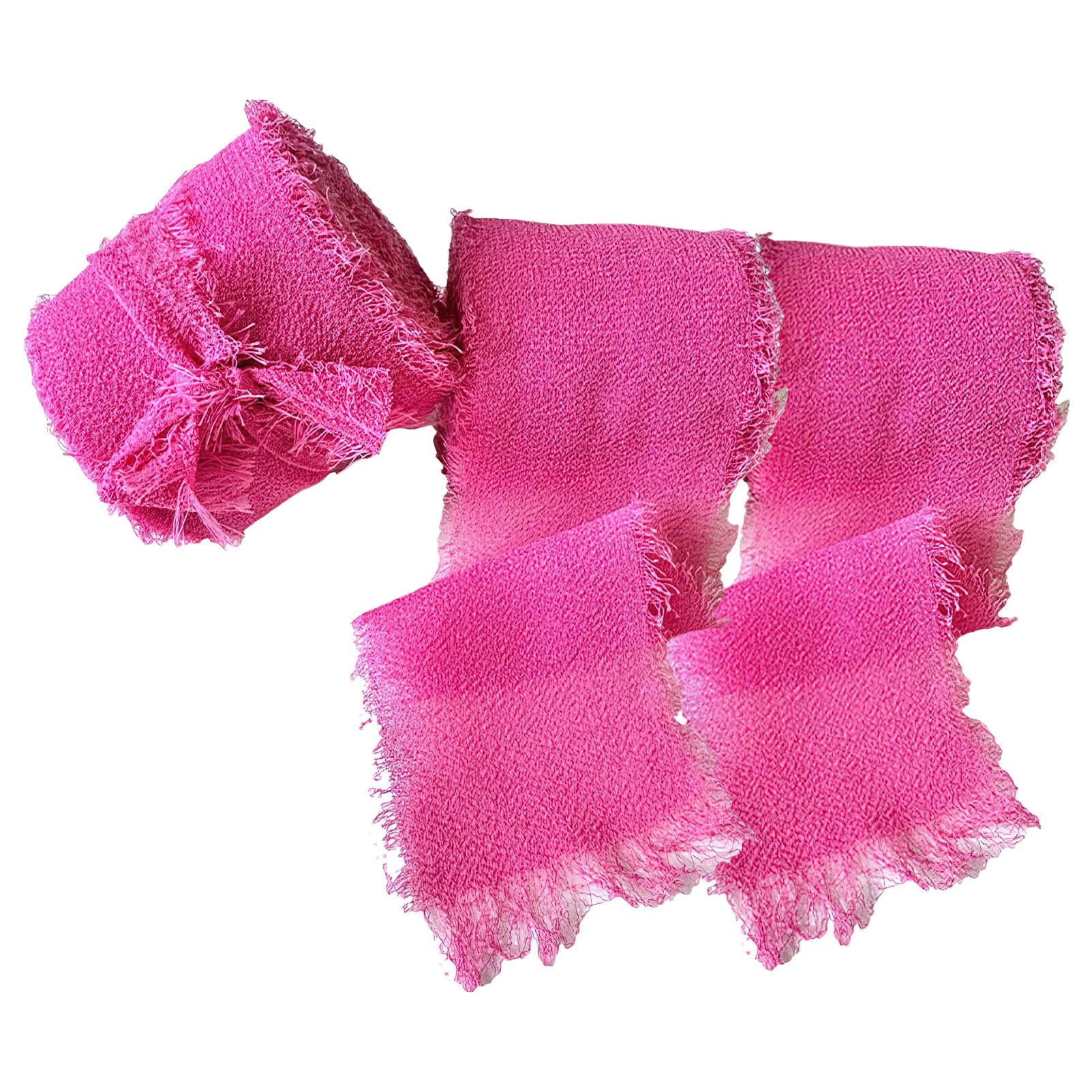 rismart 3 Rolls 1.5" x5Yd Fringe Chiffon Ribbon for Gift Wrapping Wedding Invitations Bridal Bouquets Home Decor Cherry