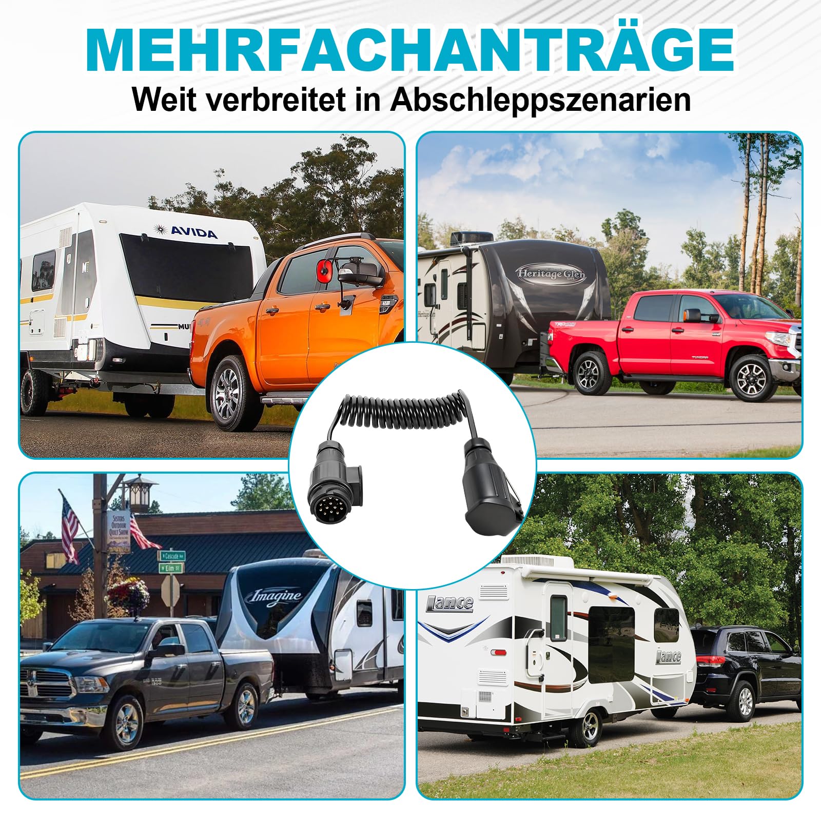 Anhänger Verlängerungskabel 13 Polig 1.3M,Anhängerkabel Adapterkabel,13 Pol Stecker auf 13 Poliger Steckdose Sprialkabel,13 Poliger Anhängerstecker mit Kabel für PKW RV Wohnmobil Traktor