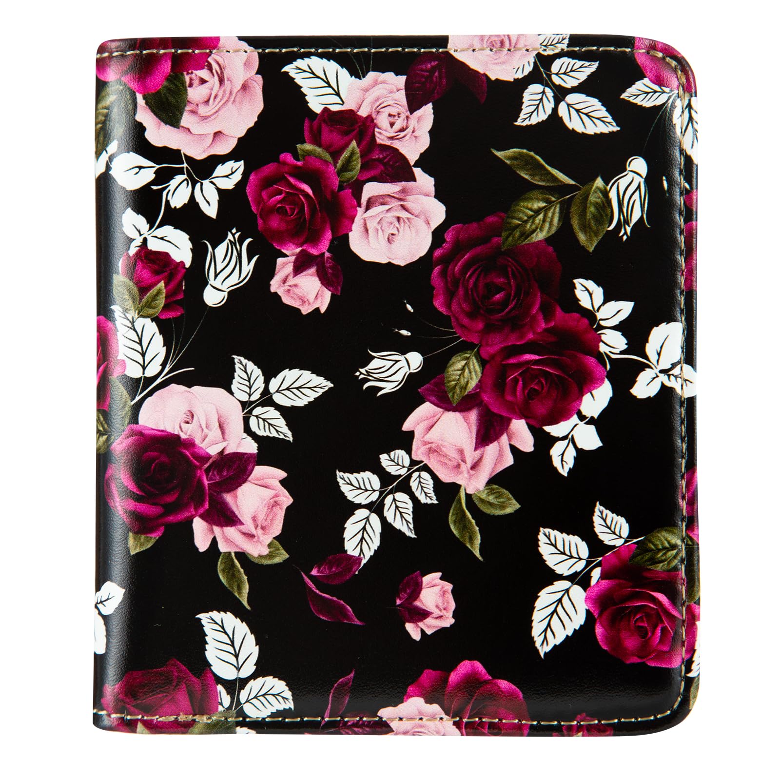 BECEERE Womens Walle Rfid Blocking Small Compact Bifold Pocket Wallet Women travel mini wallet Ladies Purse with ID Window (Roses)