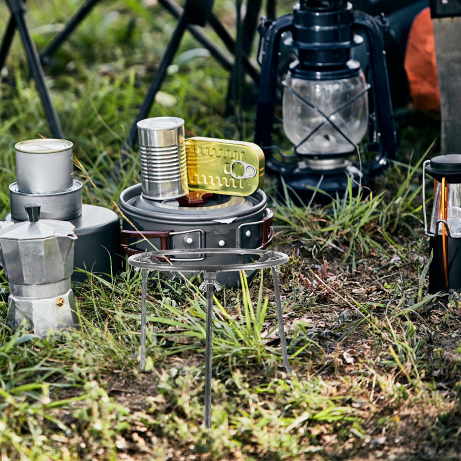 Veemoon Trípode para Parrilla de Barbacoa de Acero al Carbono Estructura Desmontable y Gran Estabilidad, Adecuado para Cocina al Aire Libre en Camping y Bbq