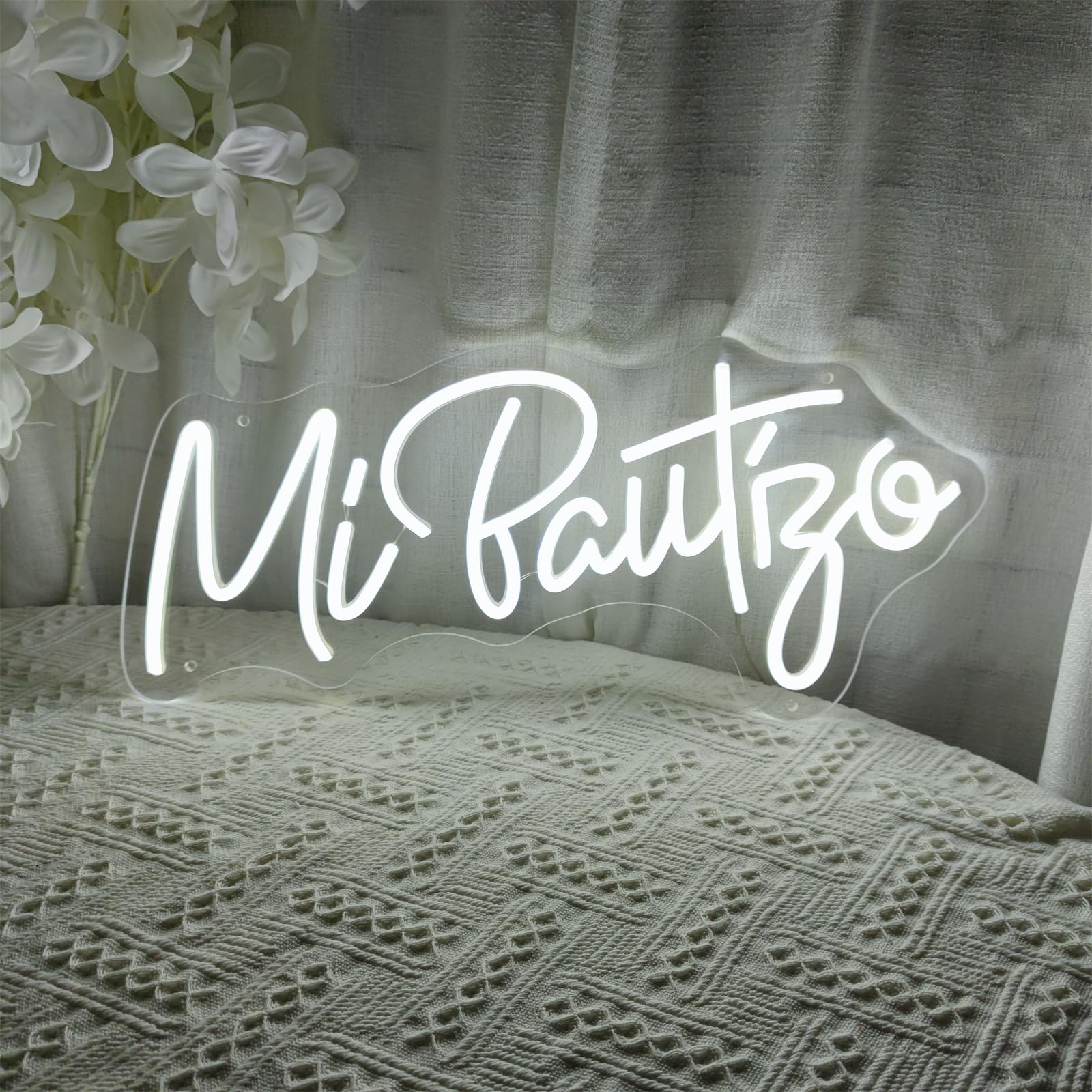 Mi Bautizo Neon Sign for Wall Decor, Mi Bautizo Led Neon Sign,Neon Mi Bautizo sign perfect for Children's Birthday Decoration,Room,Party,Bedroom,Garden,Birthday Party,Christmas,Pub Bar