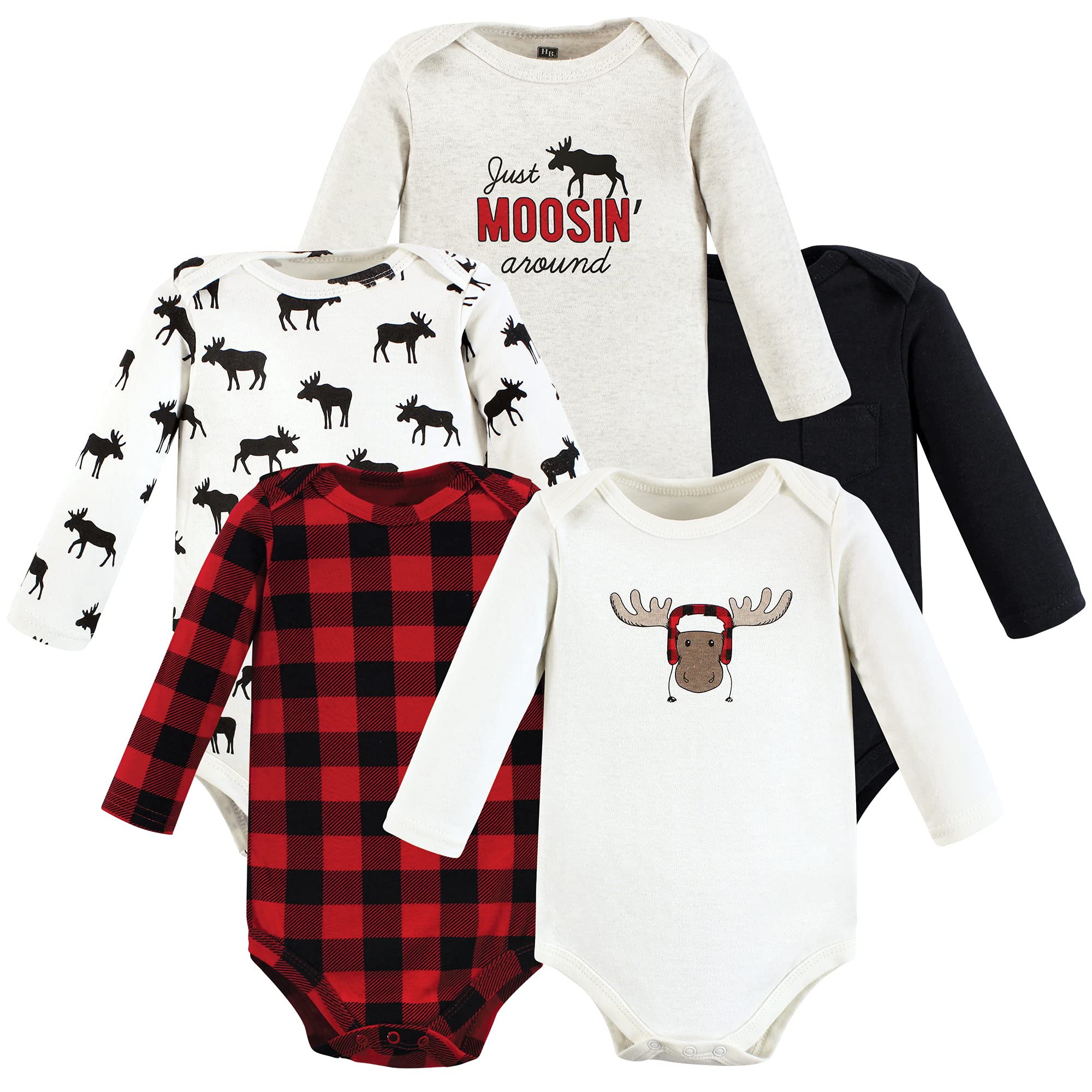Hudson Baby baby-boys Cotton Long-sleeve Bodysuits 5-pack