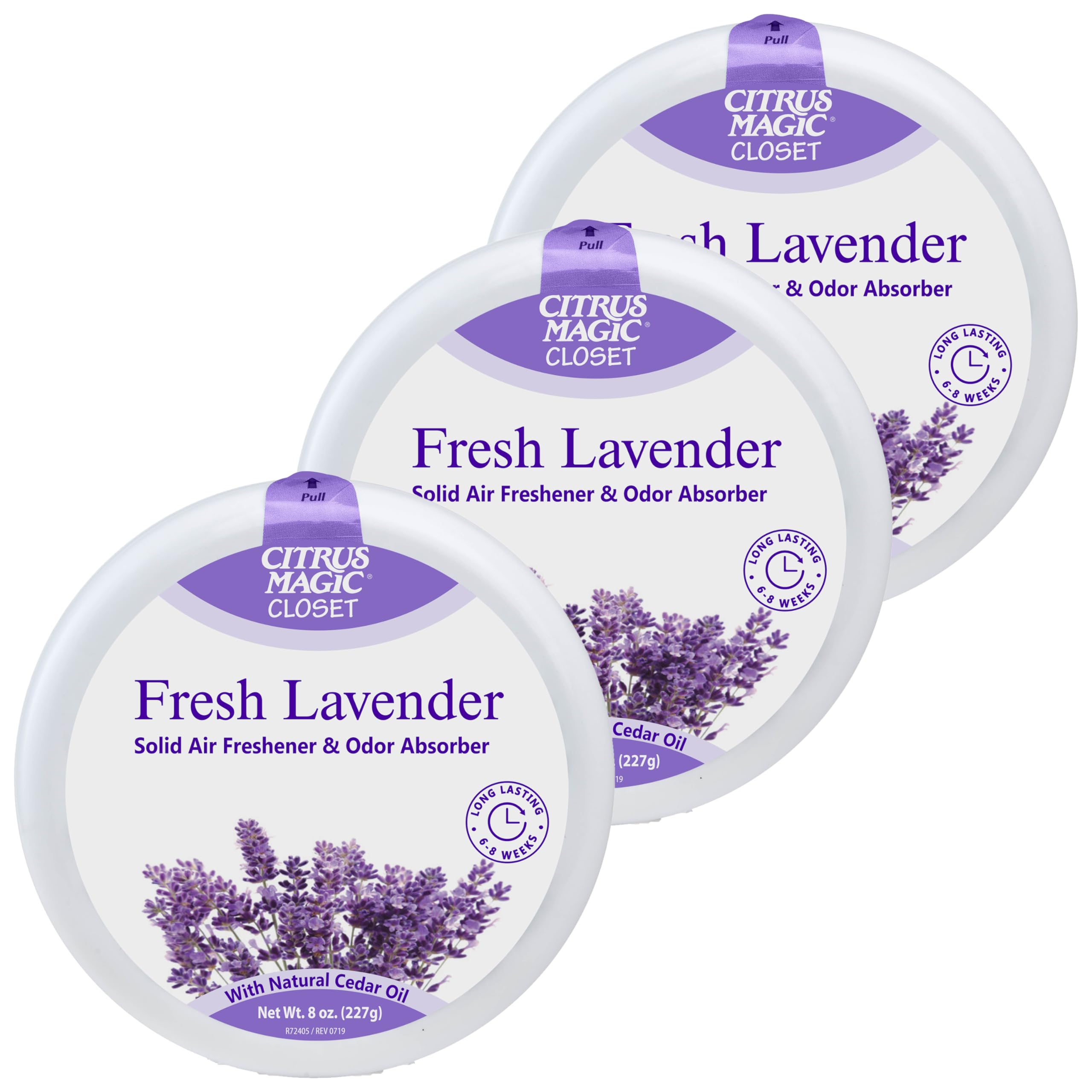 Ambientador sólido absorbente de olores Citrus Magic para armarios, lavanda fresca, 8 onzas, paquete de 3