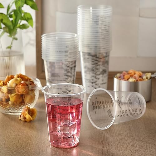 Miniatura 7 de 50 tazas de mezcla de resina epoxi, DQELFA tazas medidoras de pintura de plástico transparente de 8 onzas con 50 palitos de madera para revolver