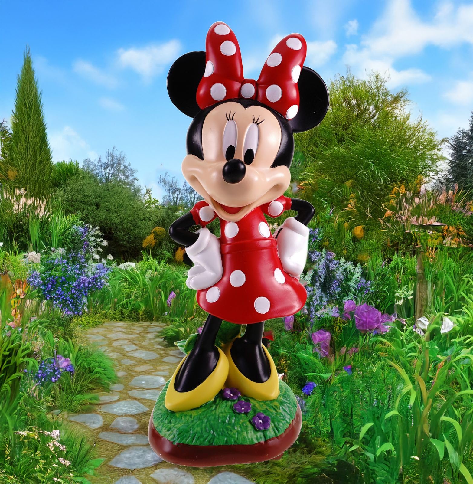 Minnie Mouse Gartenfigur Wetterfeste Disney Dekoration für Garten Zuhause| 40cm Polyresin Statue | Charmante Figur für Innen & Außen Fans | Offiziell lizenziert