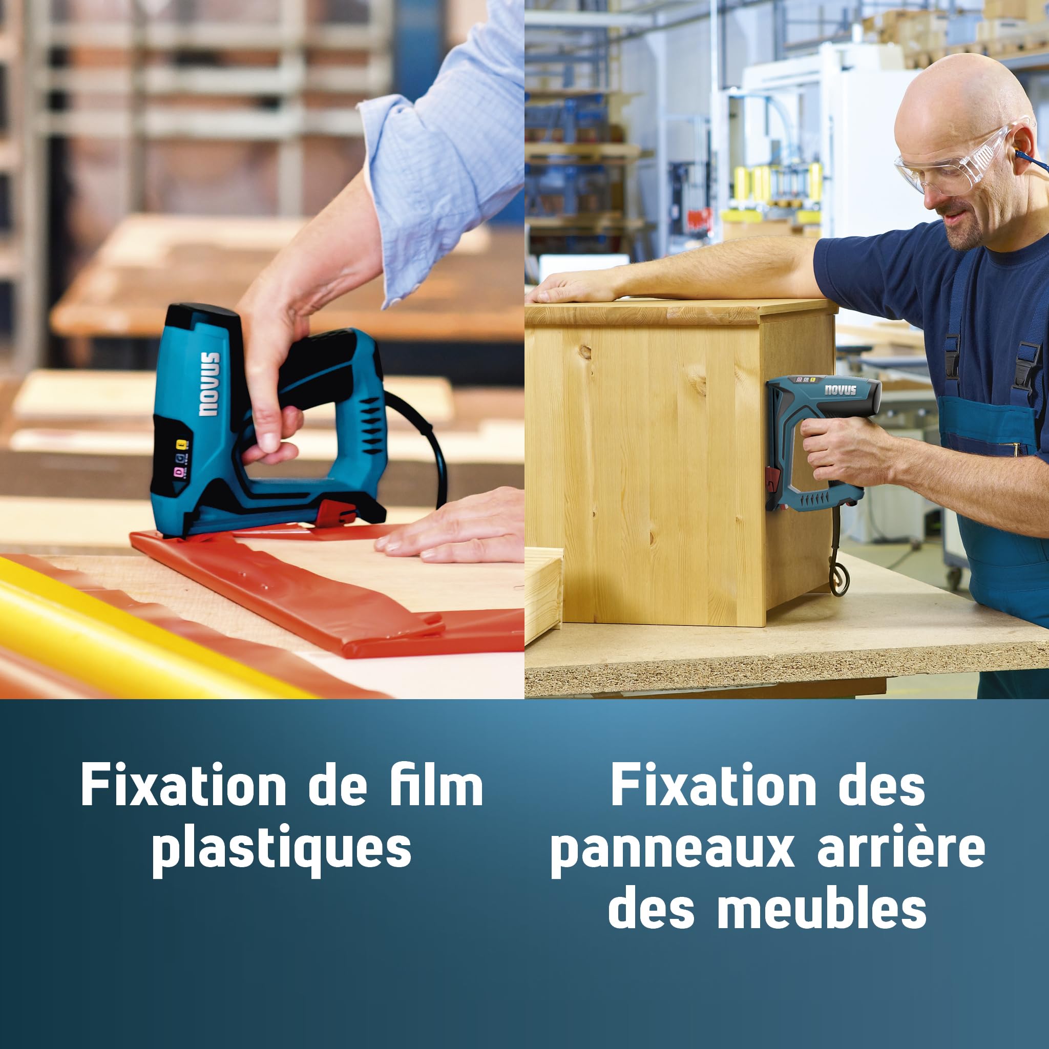 NOVUS TOOLS Agrafeuse électrique J-151 Kit avec 1200 agrafes | Agrafeuse et cloueuse pour agrafes en fil plat 6-14 mm et clous 16 mm │ Avec réglage électrique de la puissance de frappe